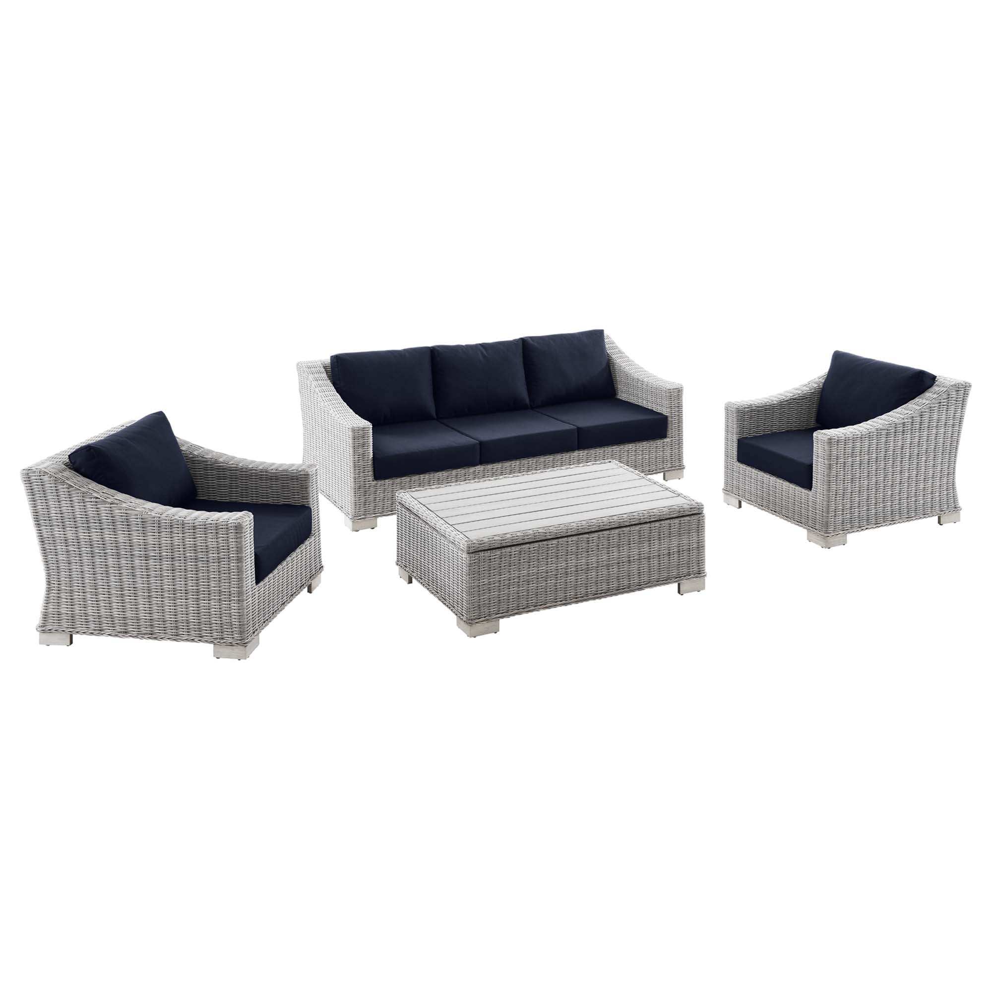 Conway 4-Piece Outdoor Patio Wicker Rattan Furniture Set by Modway - Best Buy Furniture