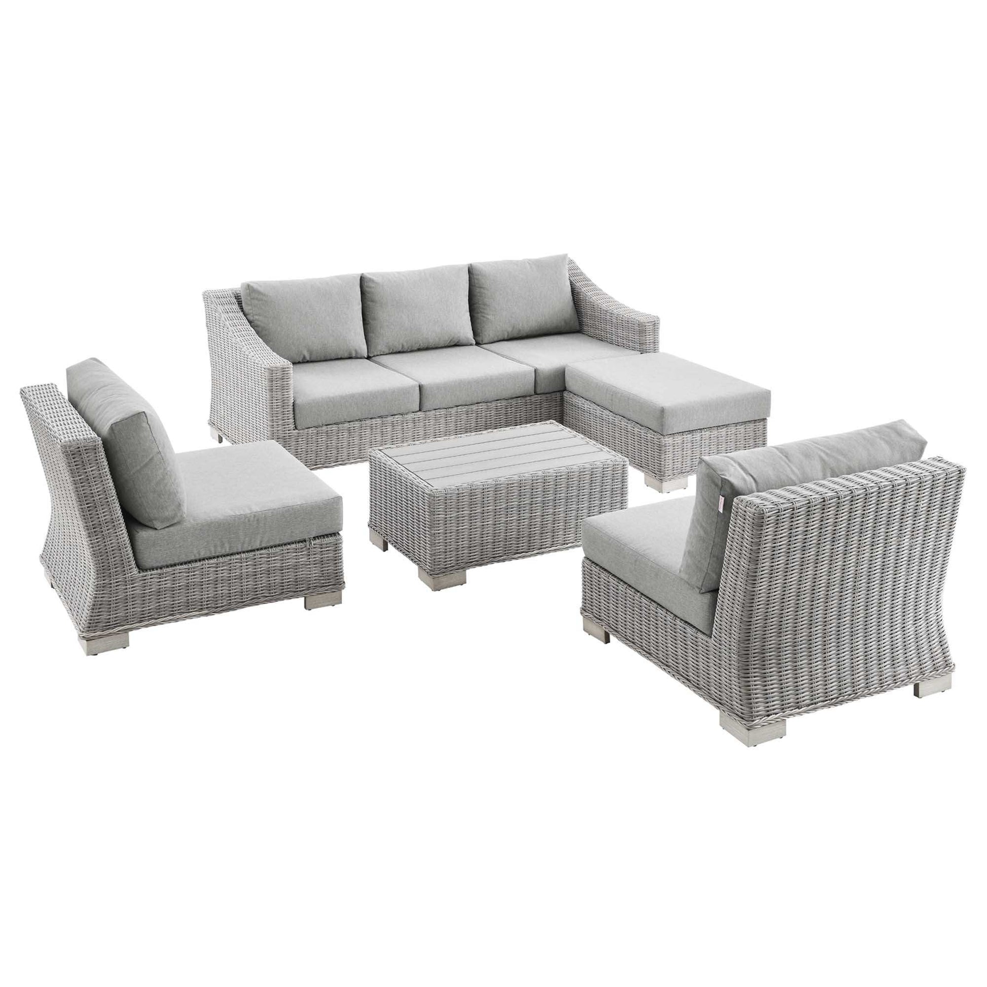 Conway 5-Piece Outdoor Patio Wicker Rattan Furniture Set by Modway - Best Buy Furniture