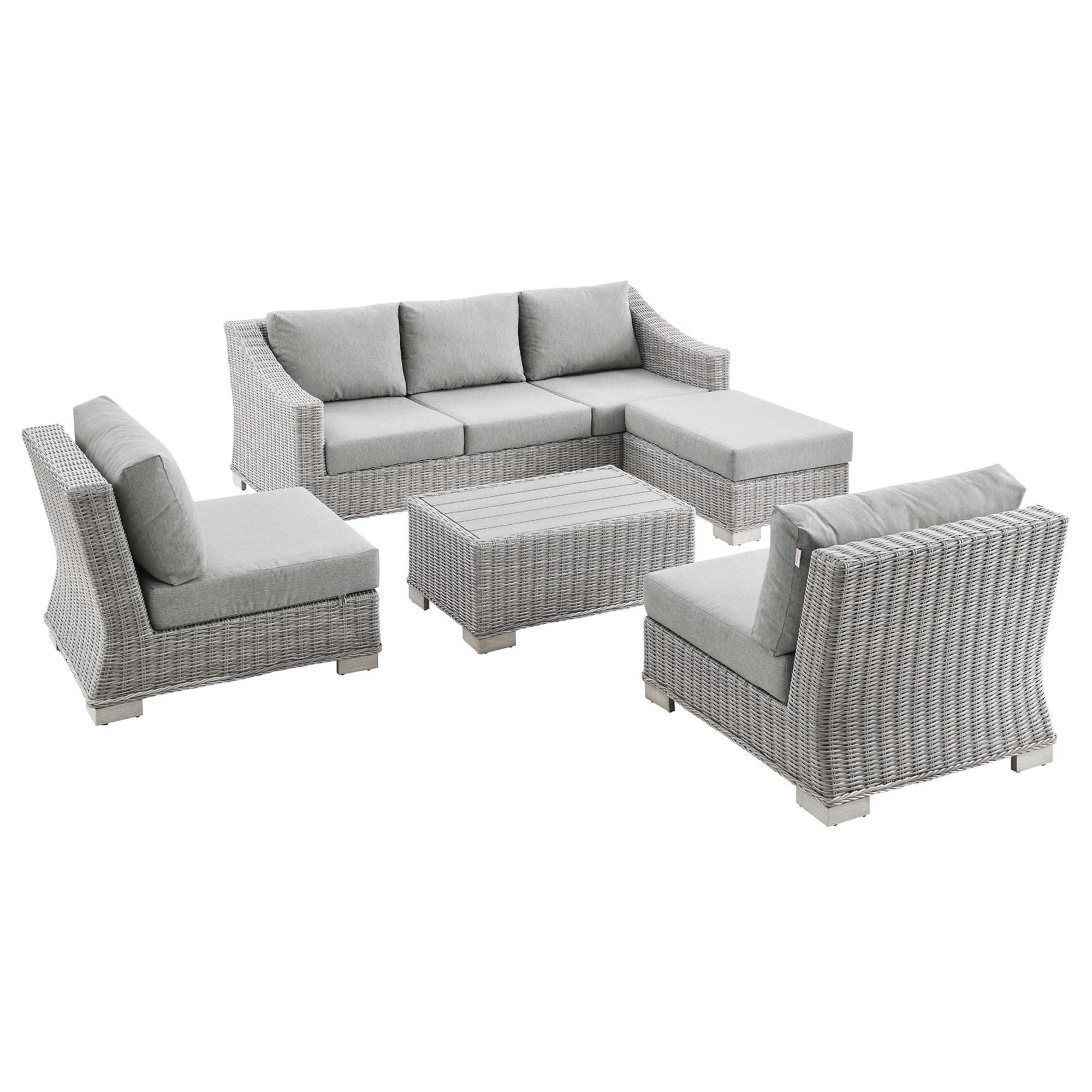 Conway 5-Piece Outdoor Patio Wicker Rattan Furniture Set by Modway - Best Buy Furniture