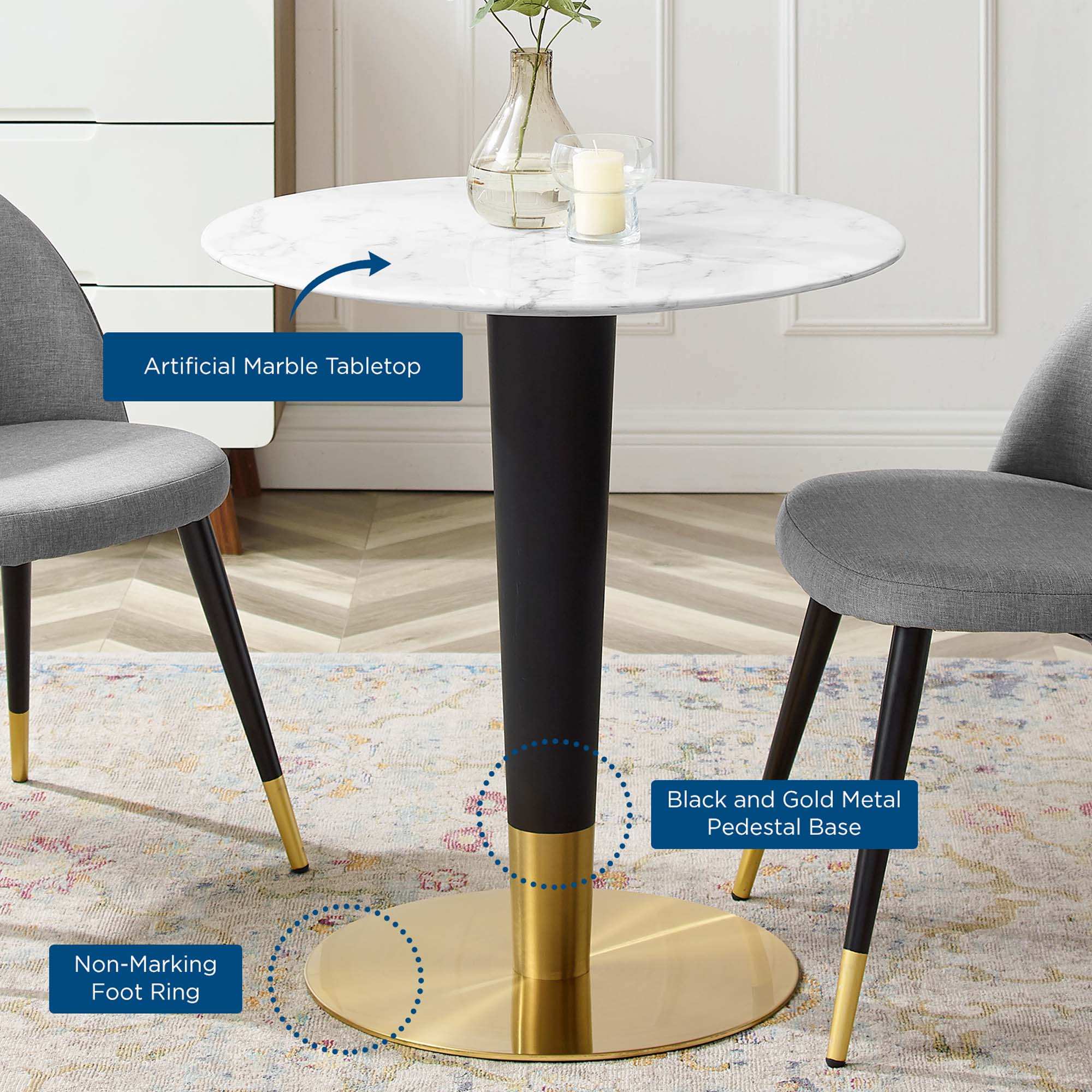 Zinque 28" Artificial Marble Dining Table by Modway - Best Buy Furniture