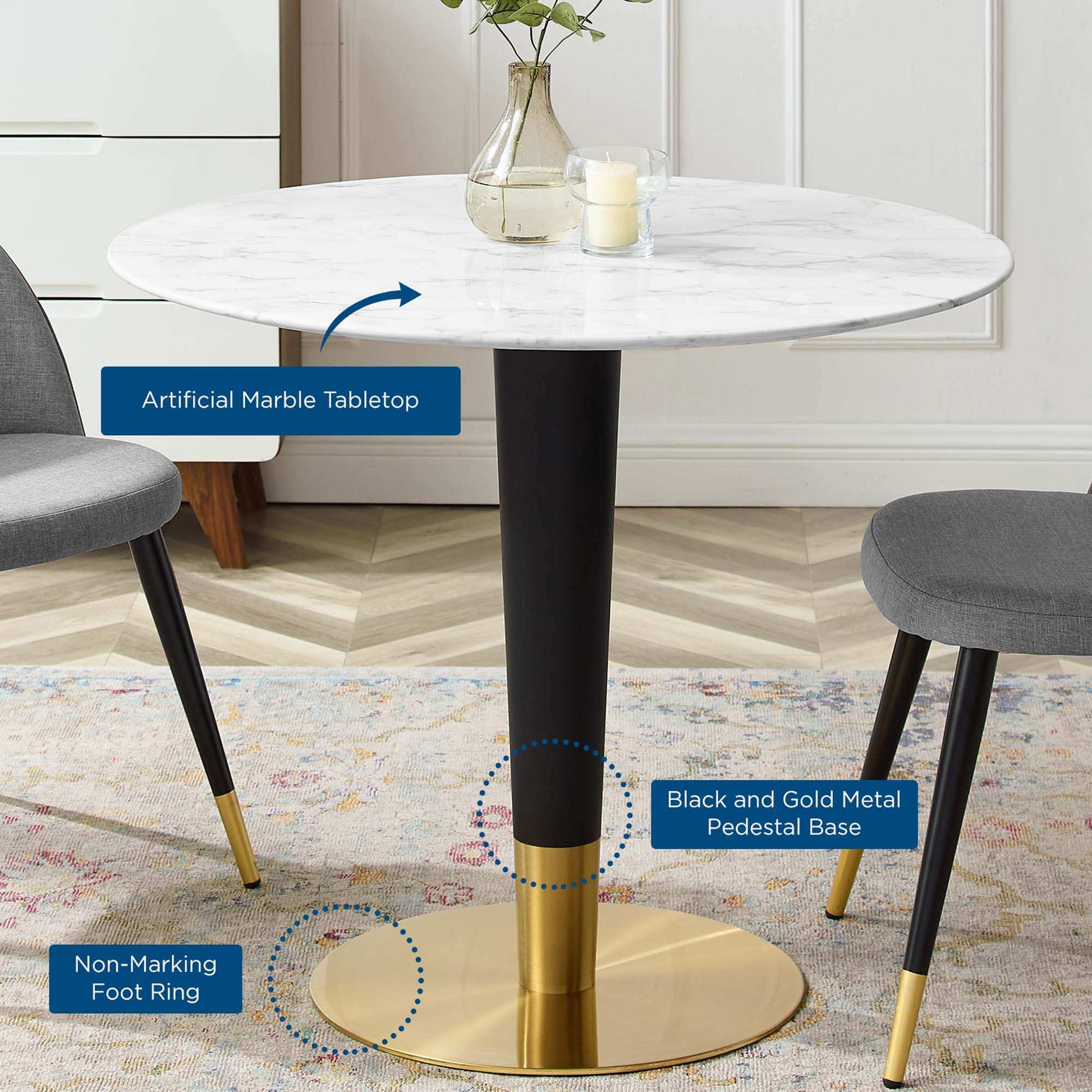 Zinque 36" Artificial Marble Dining Table by Modway - Best Buy Furniture