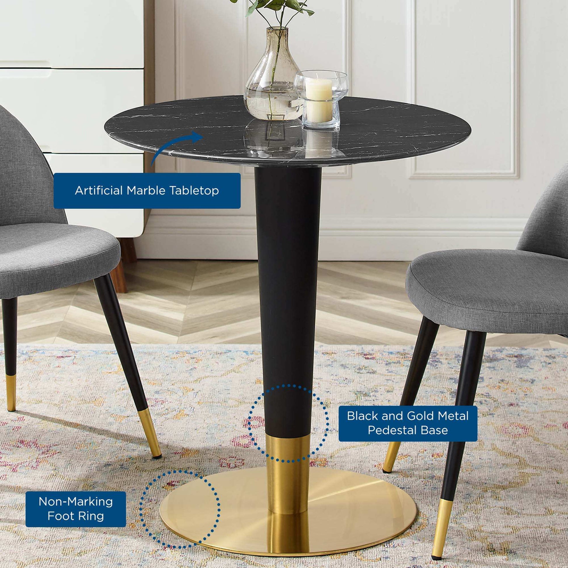 Zinque 28" Artificial Marble Dining Table by Modway - Best Buy Furniture