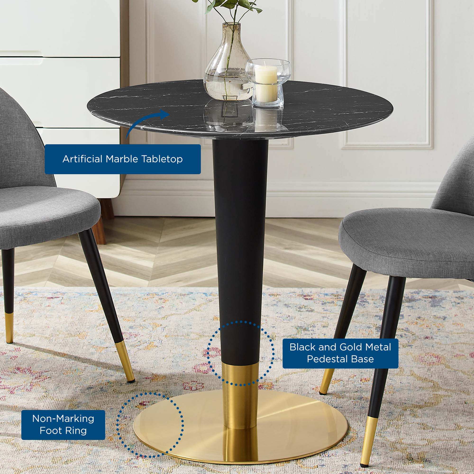 Zinque 28" Artificial Marble Dining Table by Modway - Best Buy Furniture