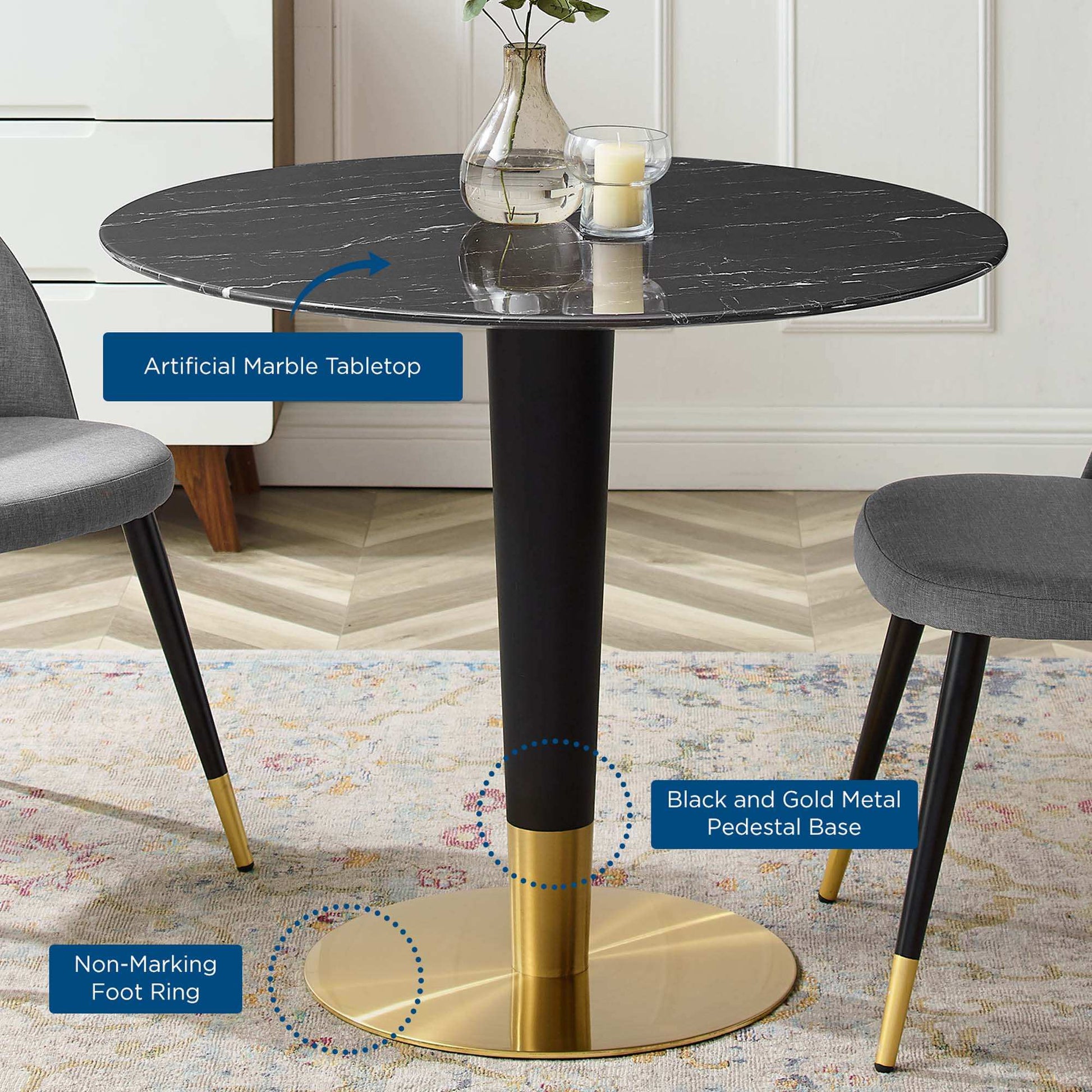 Zinque 36" Artificial Marble Dining Table by Modway - Best Buy Furniture