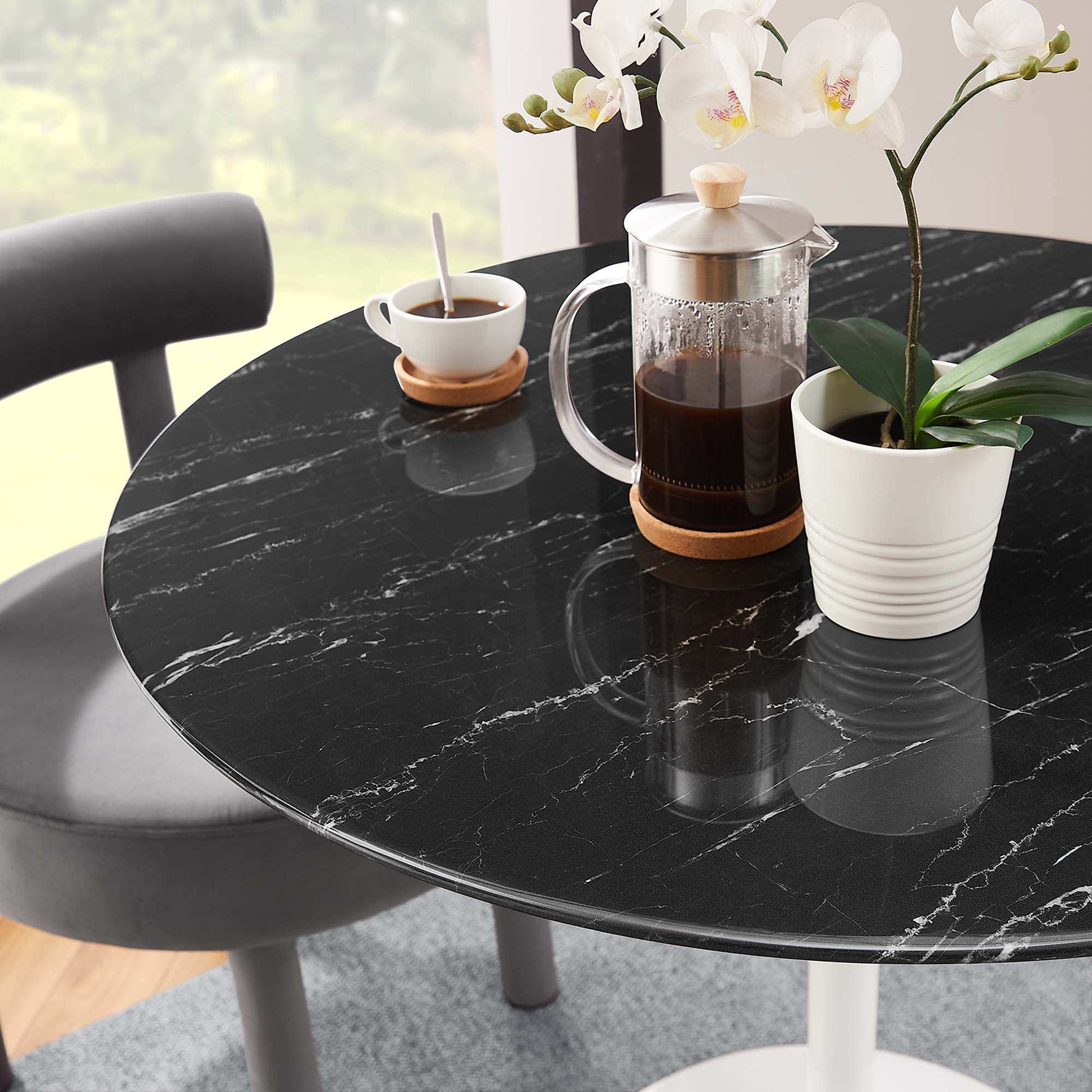 Lippa 36" Round Faux Marble Dining Table by Modway - Best Buy Furniture