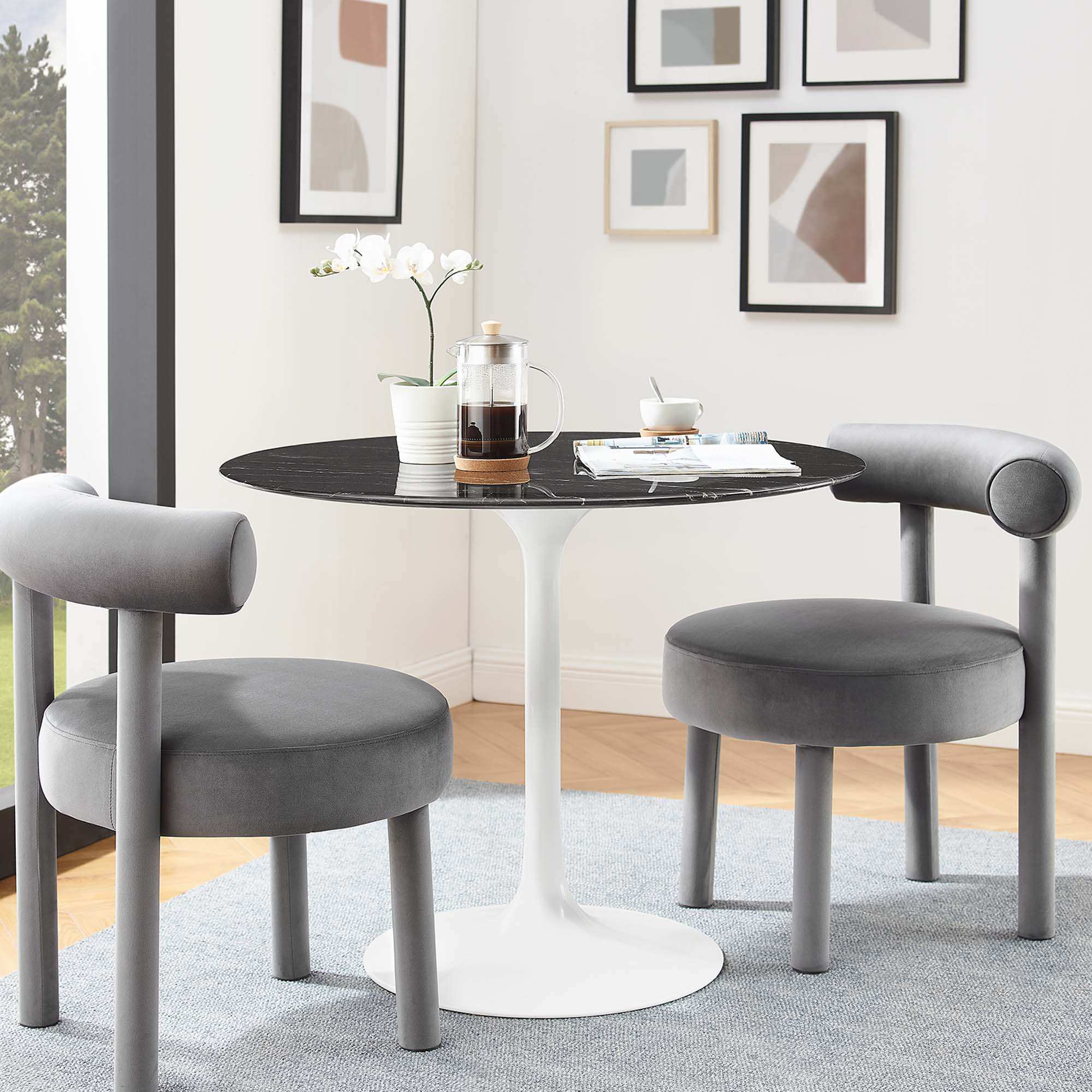 Lippa 36" Round Faux Marble Dining Table by Modway - Best Buy Furniture