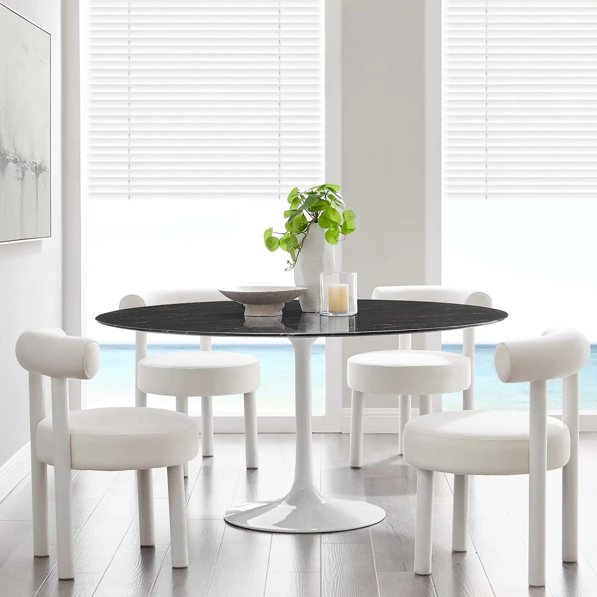 Lippa 60" Round Faux Marble Dining Table by Modway - Best Buy Furniture