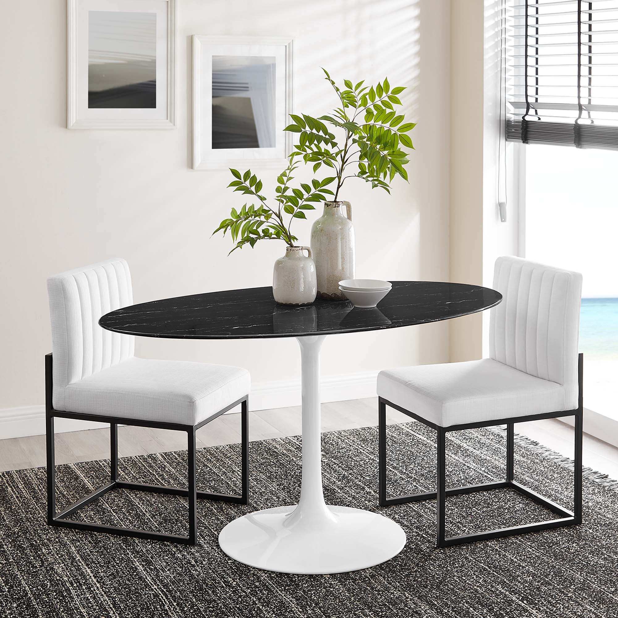 Lippa 54" Oval Faux Marble Dining Table by Modway - Best Buy Furniture