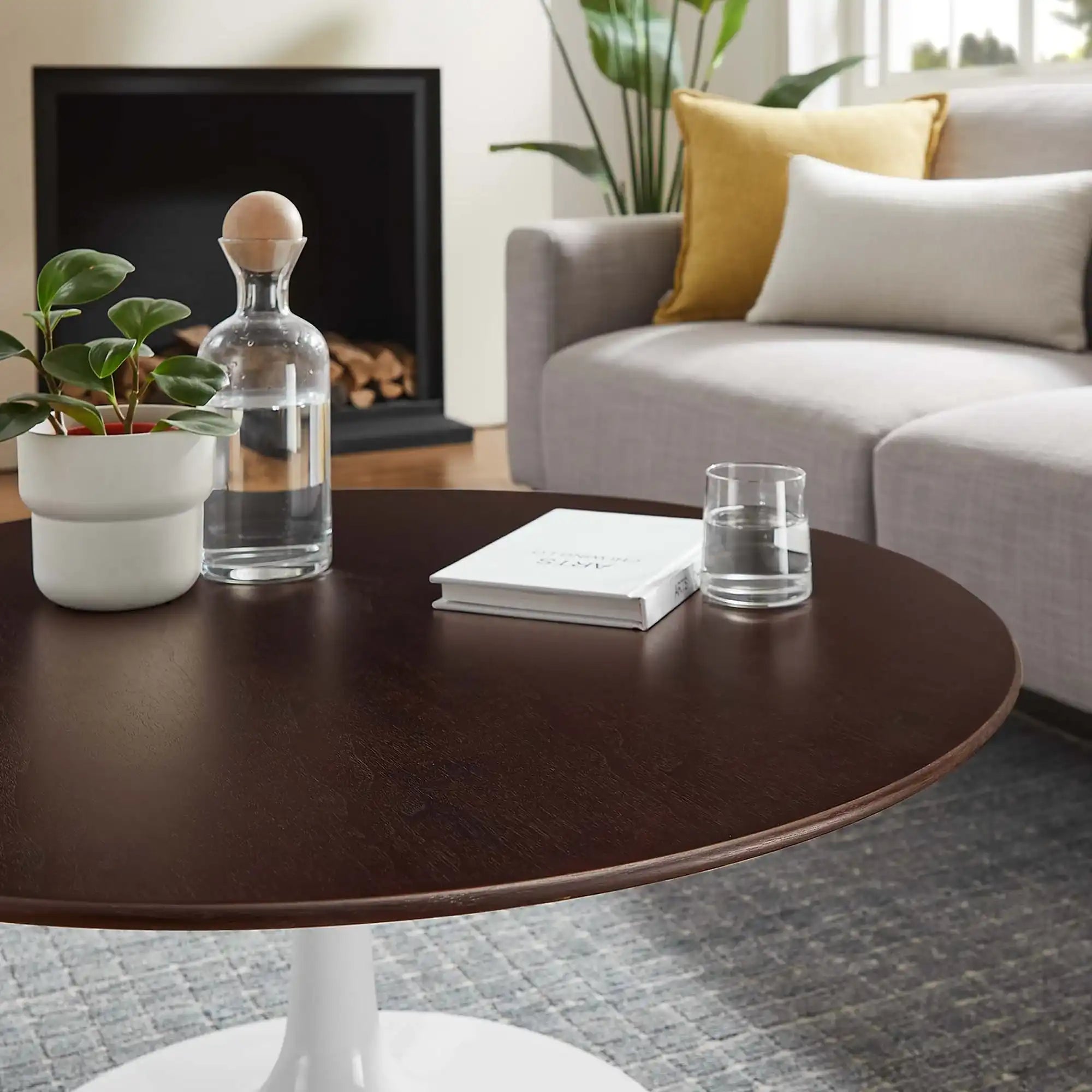 Lippa 36" Round Wood Coffee Table by Modway - Best Buy Furniture