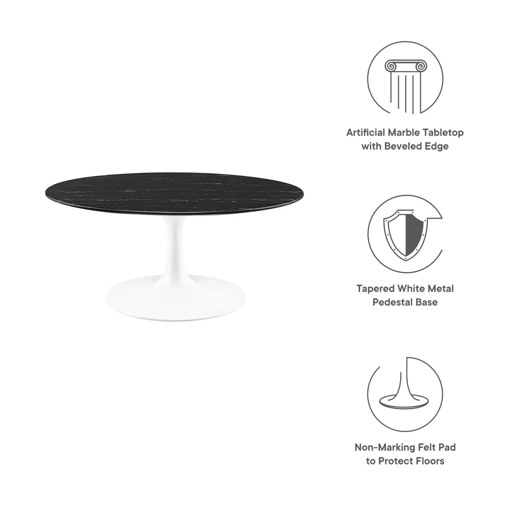 Lippa 36" Round Faux Marble Coffee Table by Modway - Best Buy Furniture