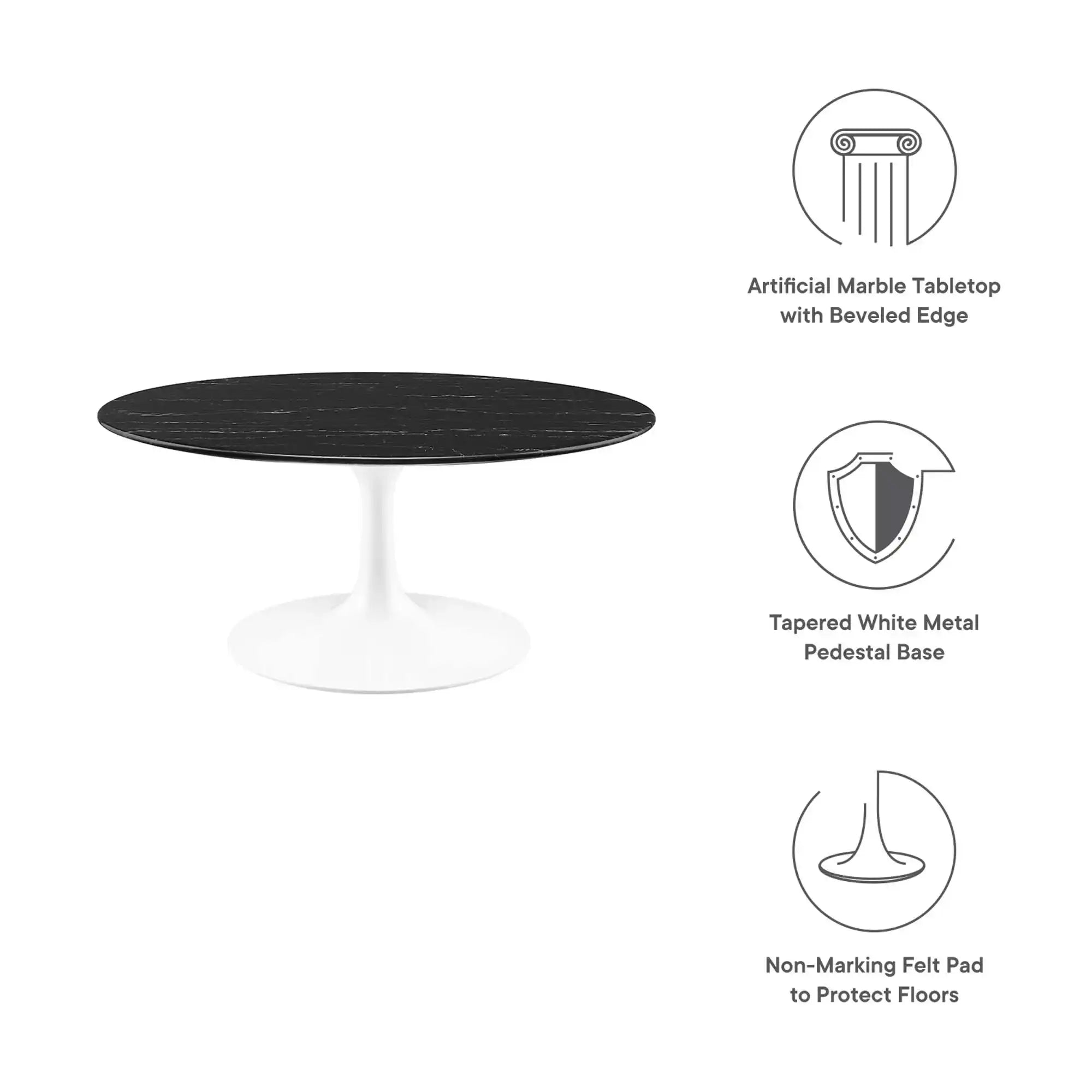 Lippa 36" Round Faux Marble Coffee Table by Modway - Best Buy Furniture