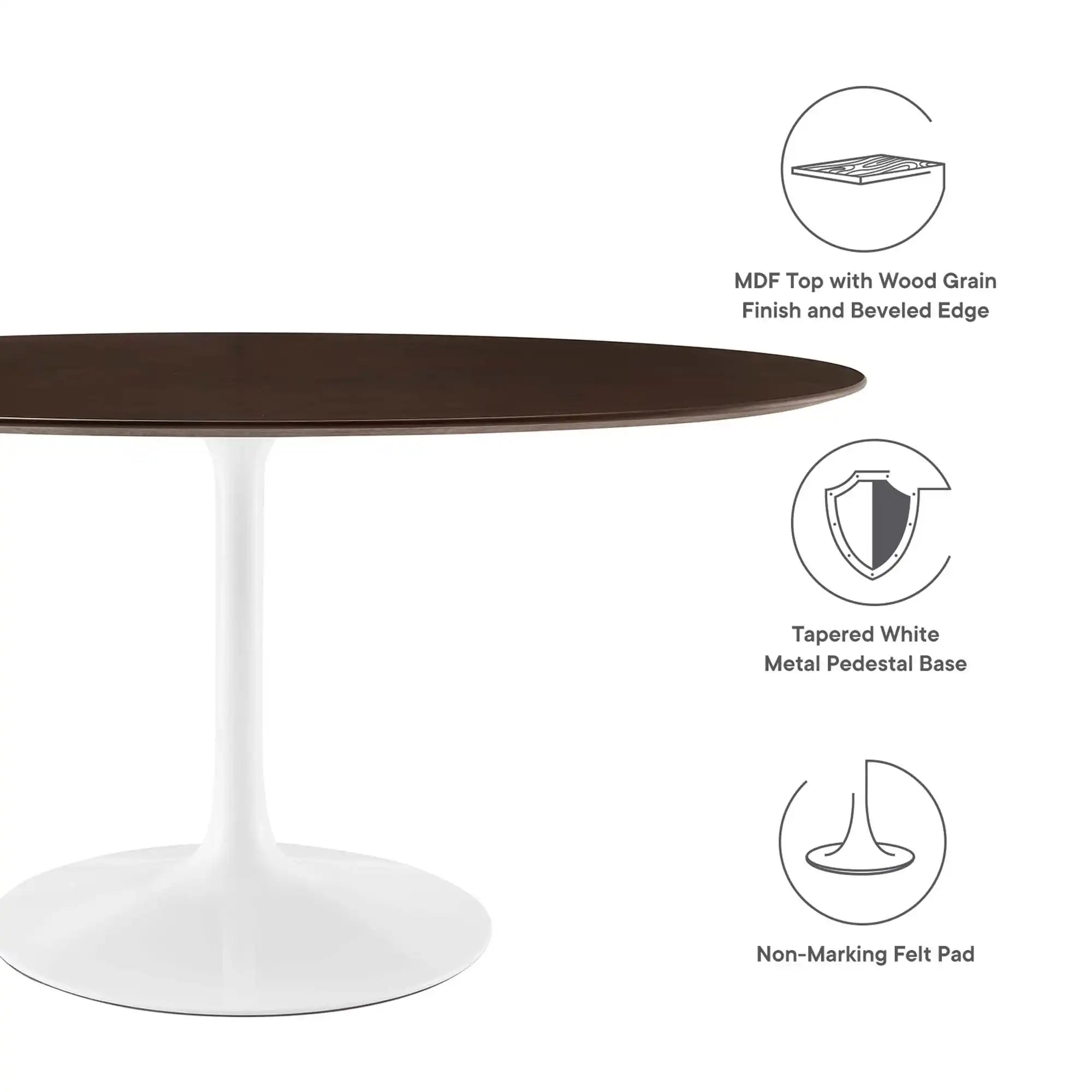 Lippa 60" Oval Cherry Walnut Wood Dining Table by Modway - Best Buy Furniture