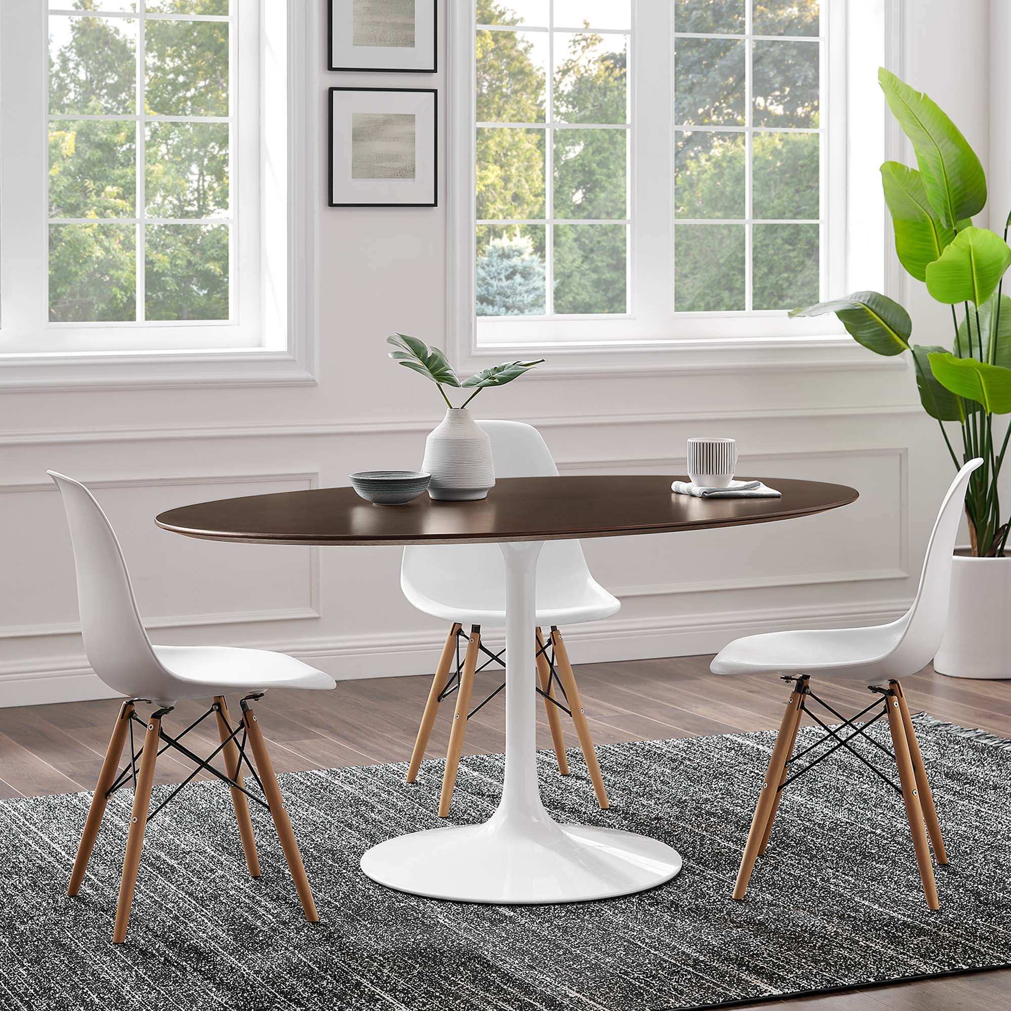 Lippa 60" Oval Cherry Walnut Wood Dining Table by Modway - Best Buy Furniture