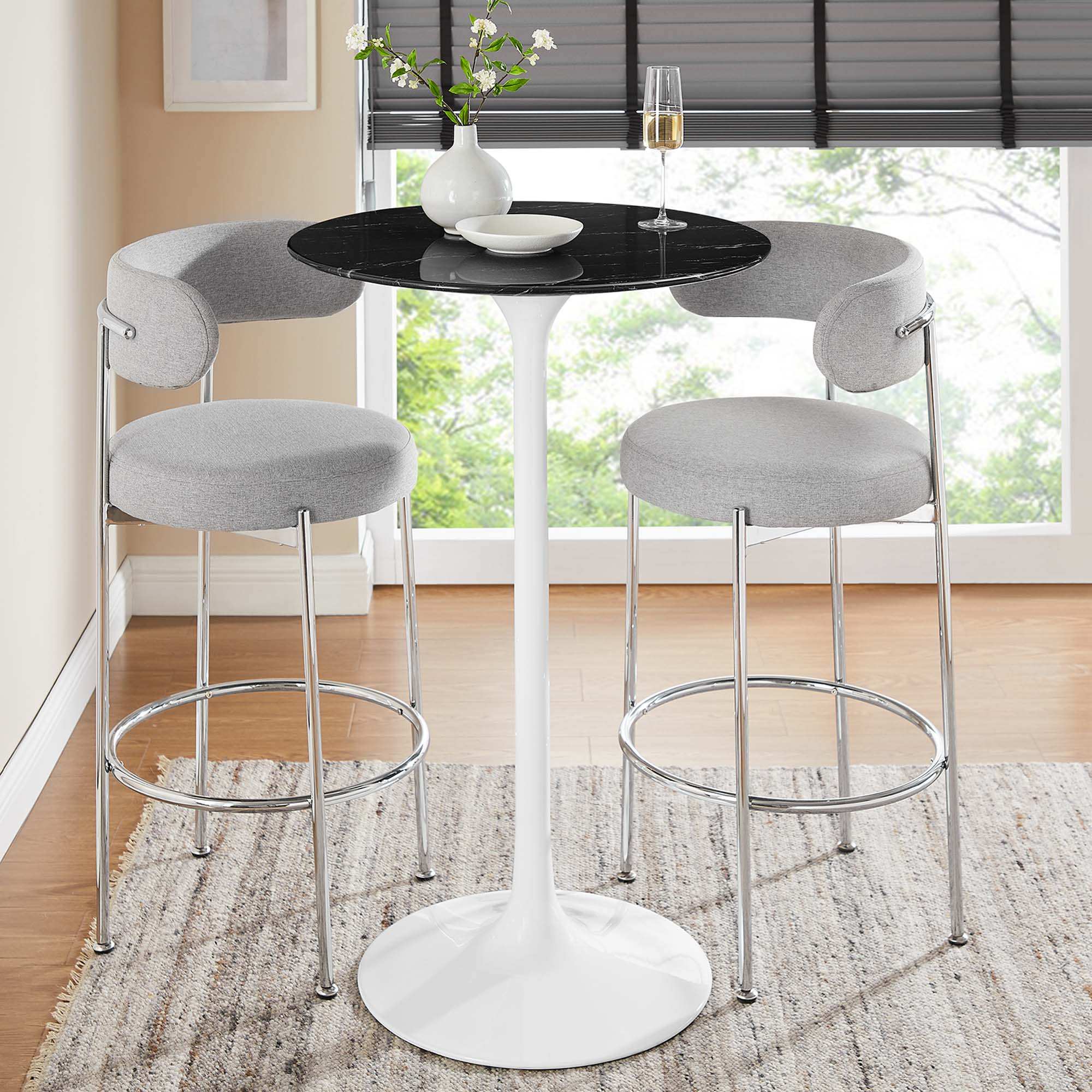 Lippa 28" Round Faux Marble Bar Table by Modway - Best Buy Furniture