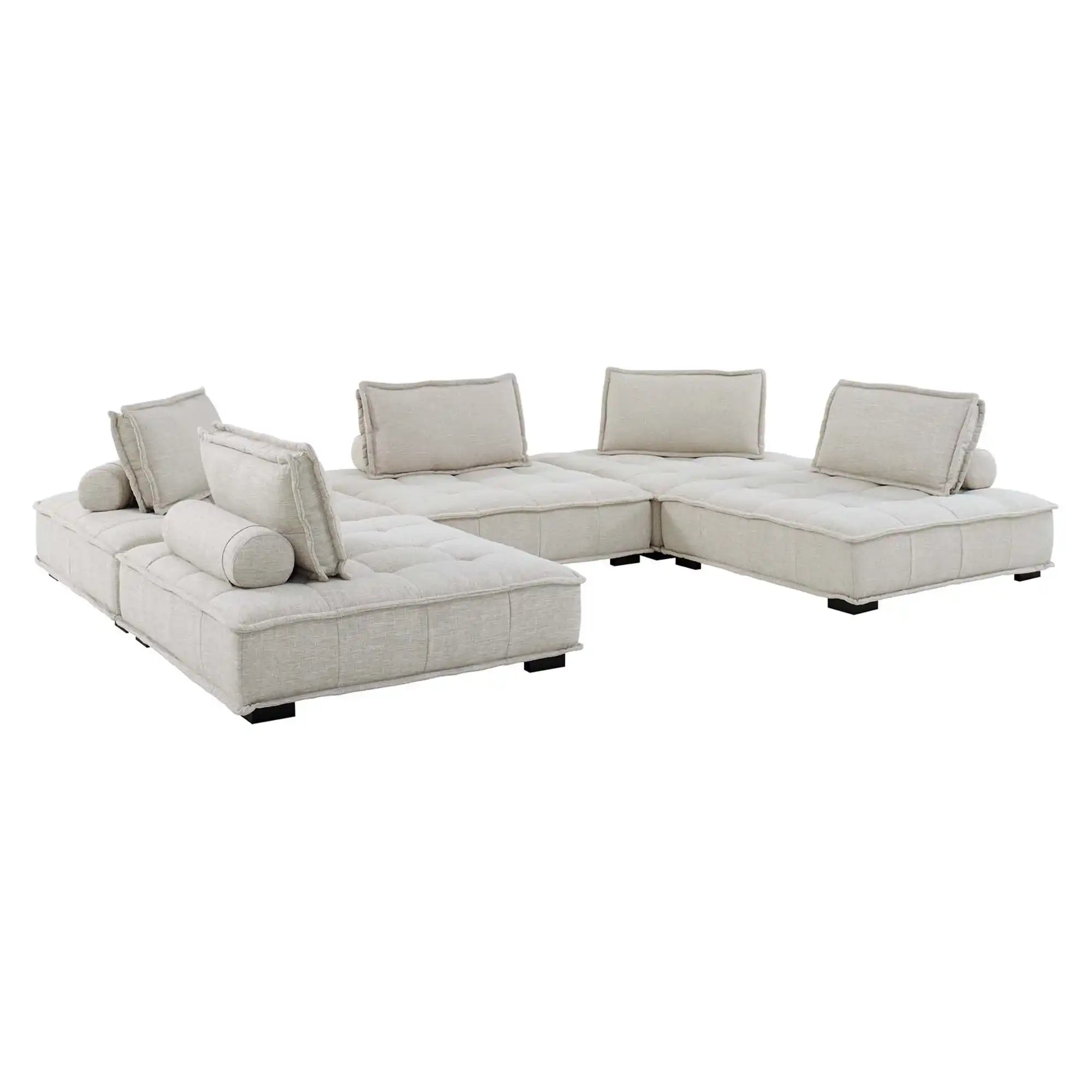 Saunter 5-Piece Tufted Fabric Fabric Sectional Sofa by Modway - Best Buy Furniture