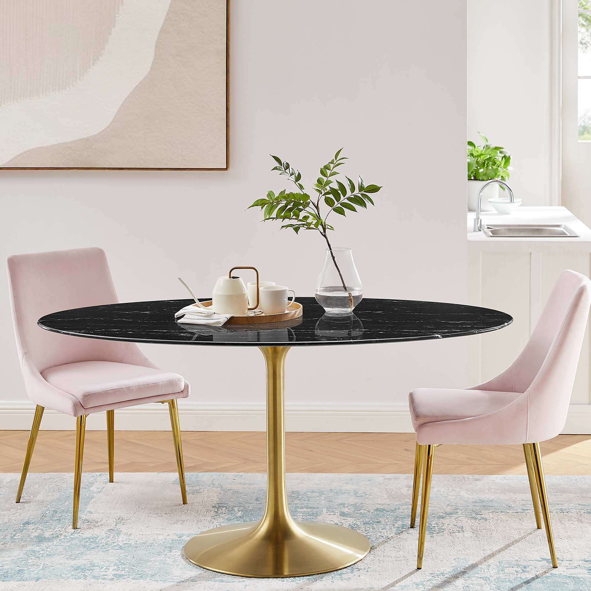 Lippa 60" Oval Faux Marble Dining Table by Modway - Best Buy Furniture