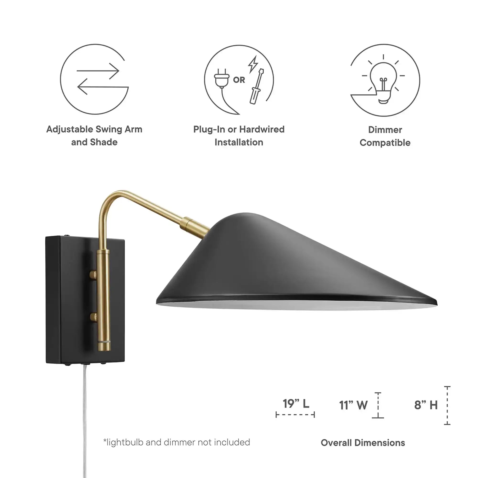 Journey 7" Swing Arm Wall Sconce by Modway - Best Buy Furniture