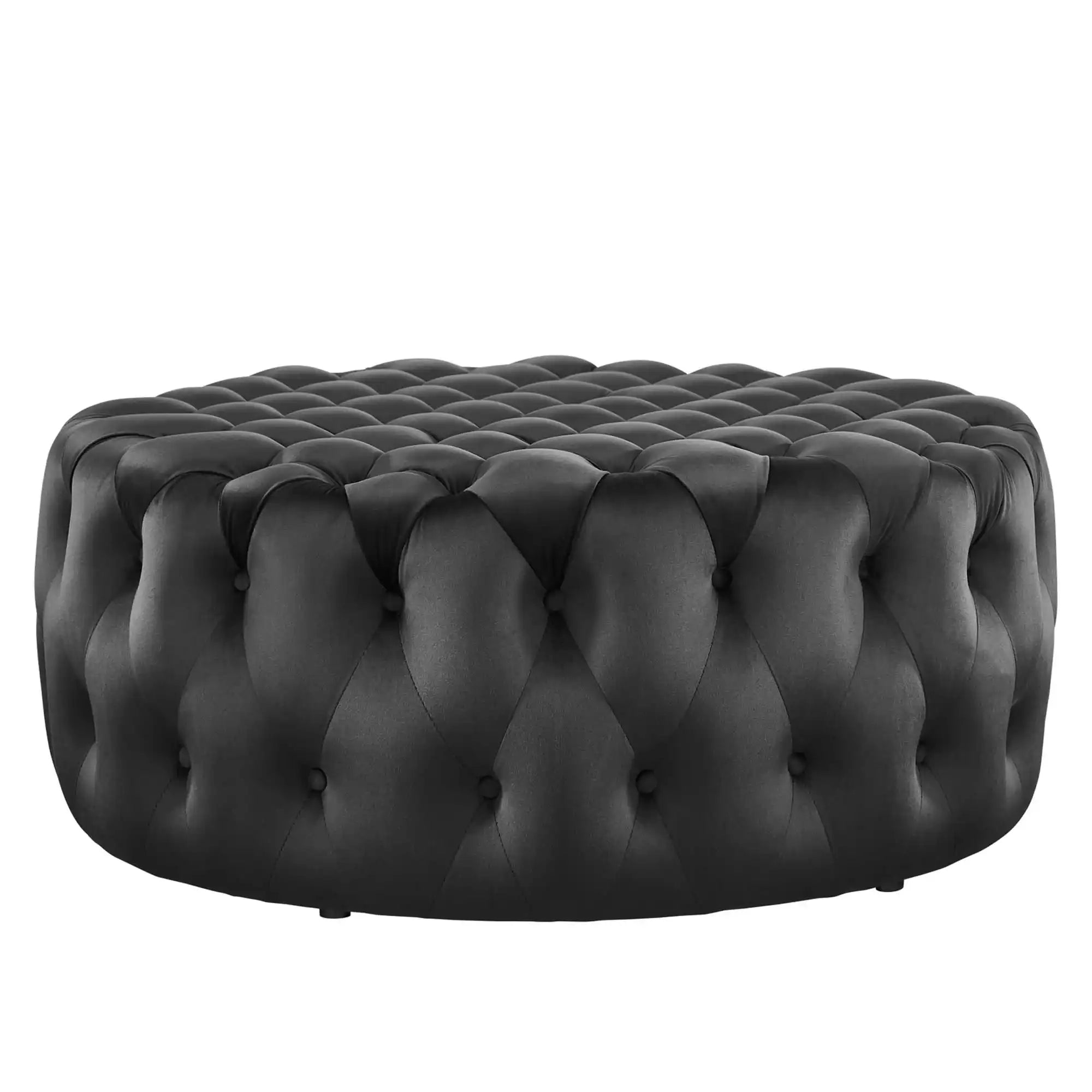 Amour Tufted Button Large Round Performance Velvet Ottoman by Modway - Best Buy Furniture