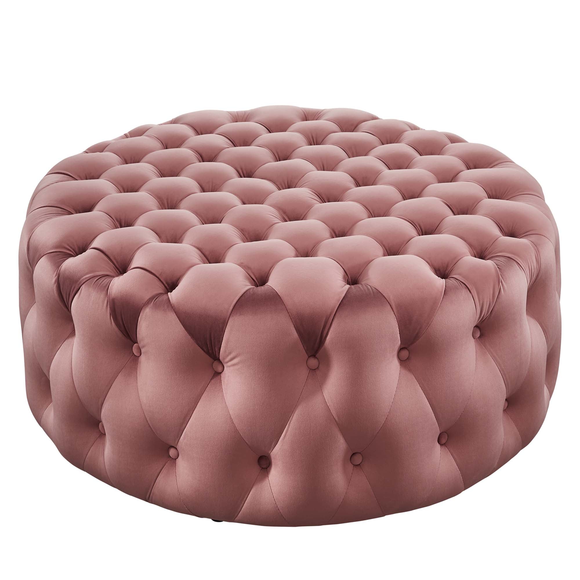 Amour Tufted Button Large Round Performance Velvet Ottoman by Modway - Best Buy Furniture