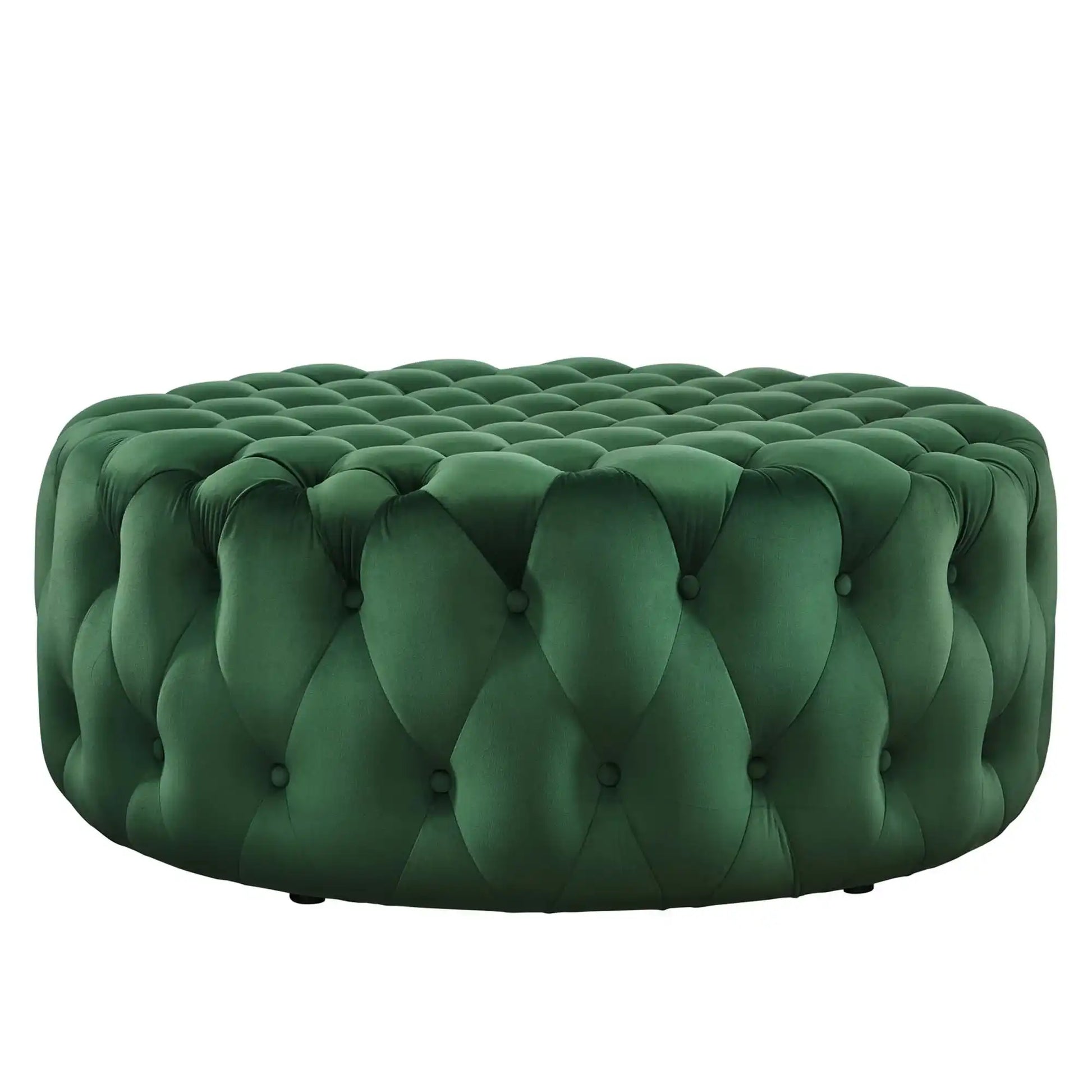 Amour Tufted Button Large Round Performance Velvet Ottoman by Modway - Best Buy Furniture