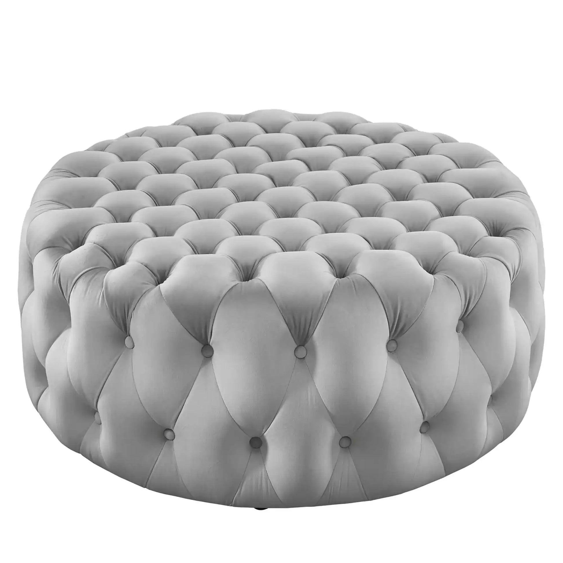 Amour Tufted Button Large Round Performance Velvet Ottoman by Modway - Best Buy Furniture