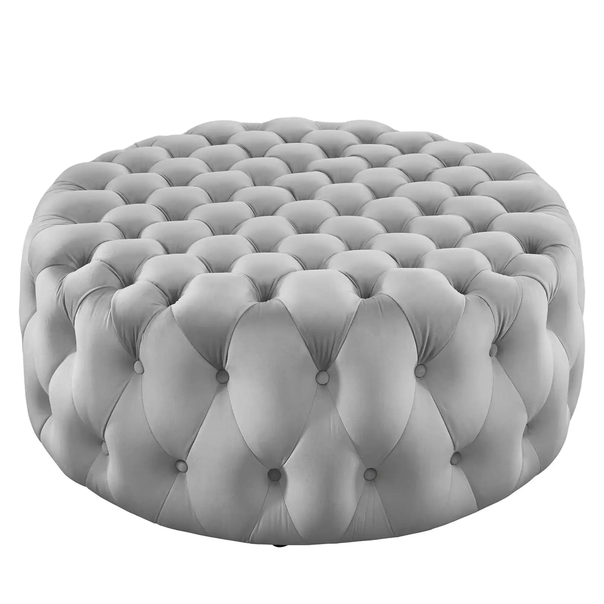 Amour Tufted Button Large Round Performance Velvet Ottoman by Modway - Best Buy Furniture