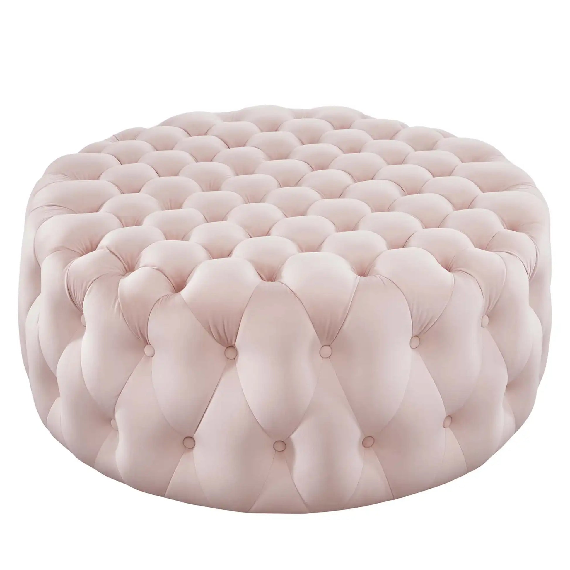 Amour Tufted Button Large Round Performance Velvet Ottoman by Modway - Best Buy Furniture