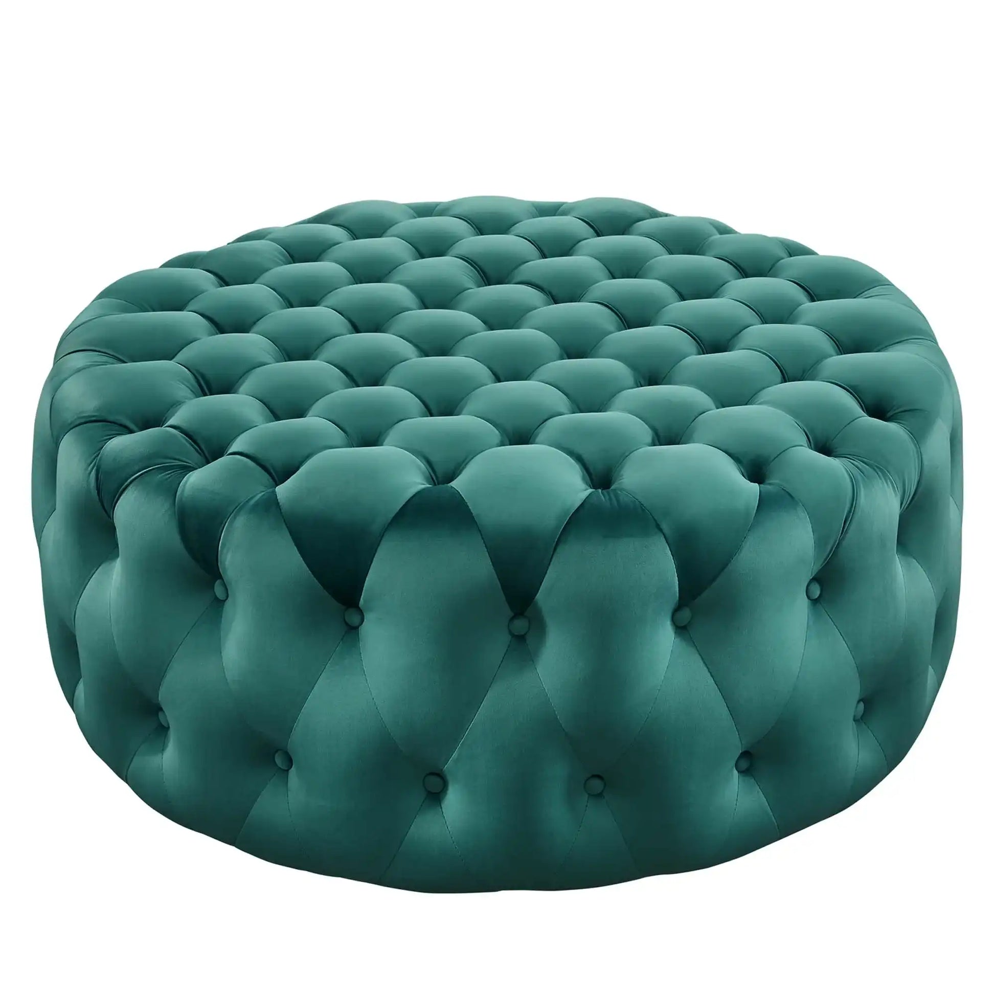 Amour Tufted Button Large Round Performance Velvet Ottoman by Modway - Best Buy Furniture