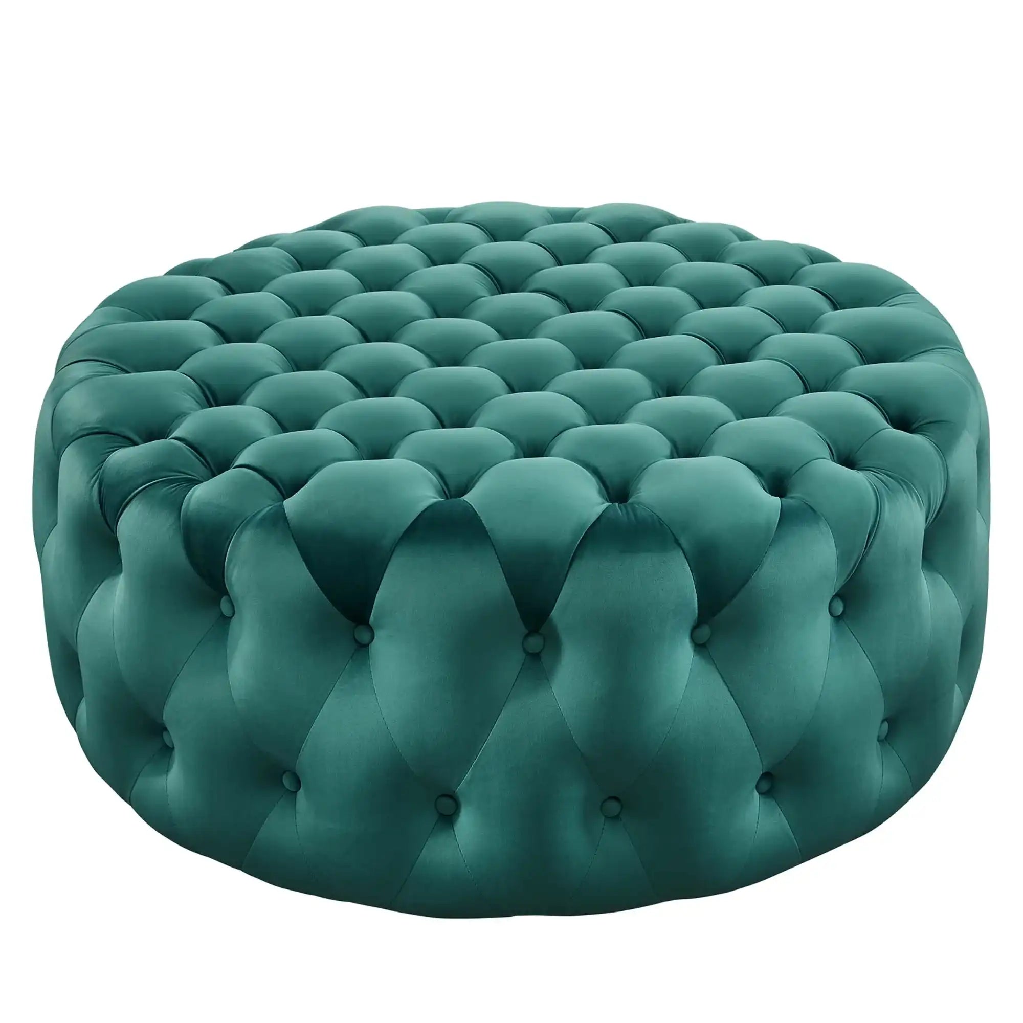 Amour Tufted Button Large Round Performance Velvet Ottoman by Modway - Best Buy Furniture