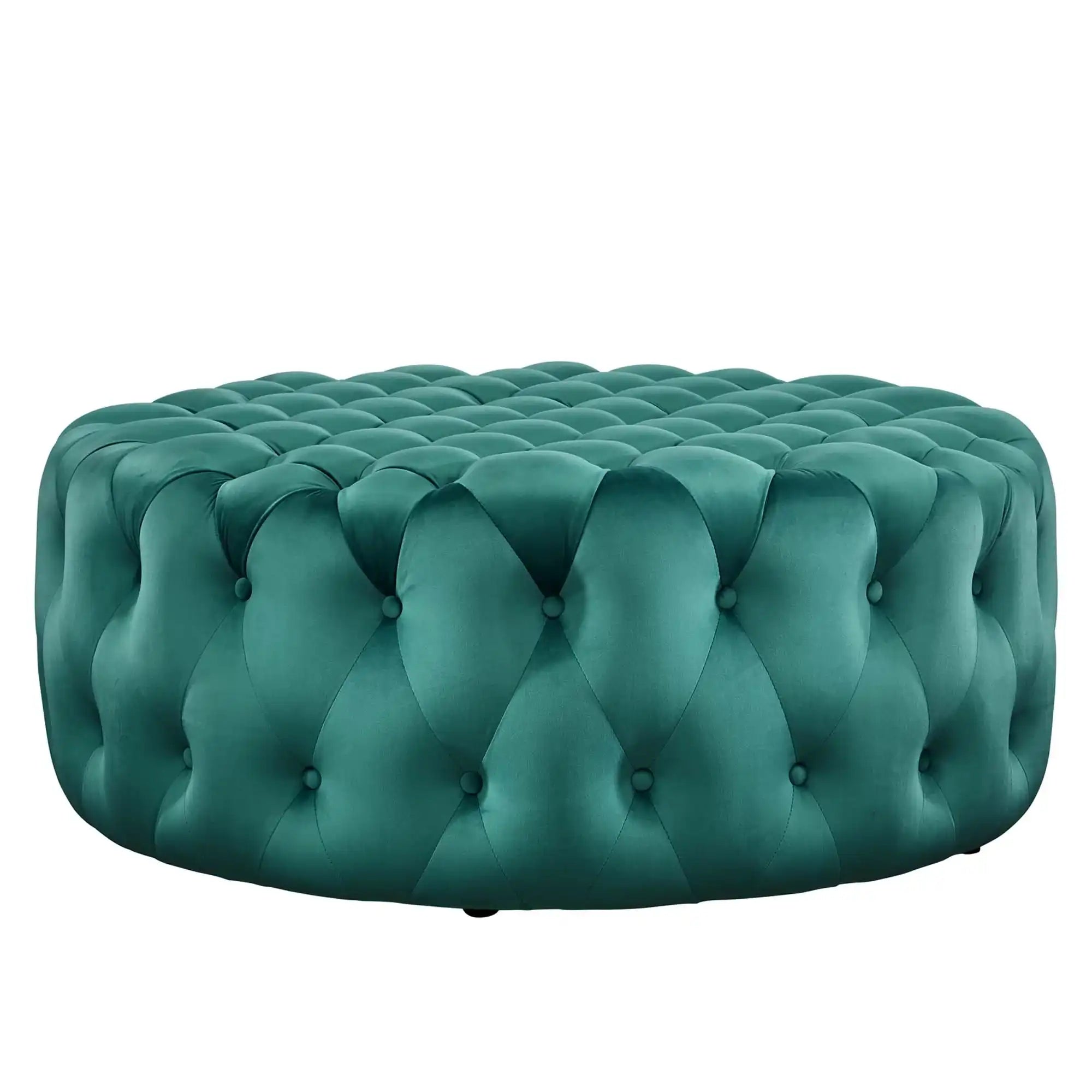 Amour Tufted Button Large Round Performance Velvet Ottoman by Modway - Best Buy Furniture