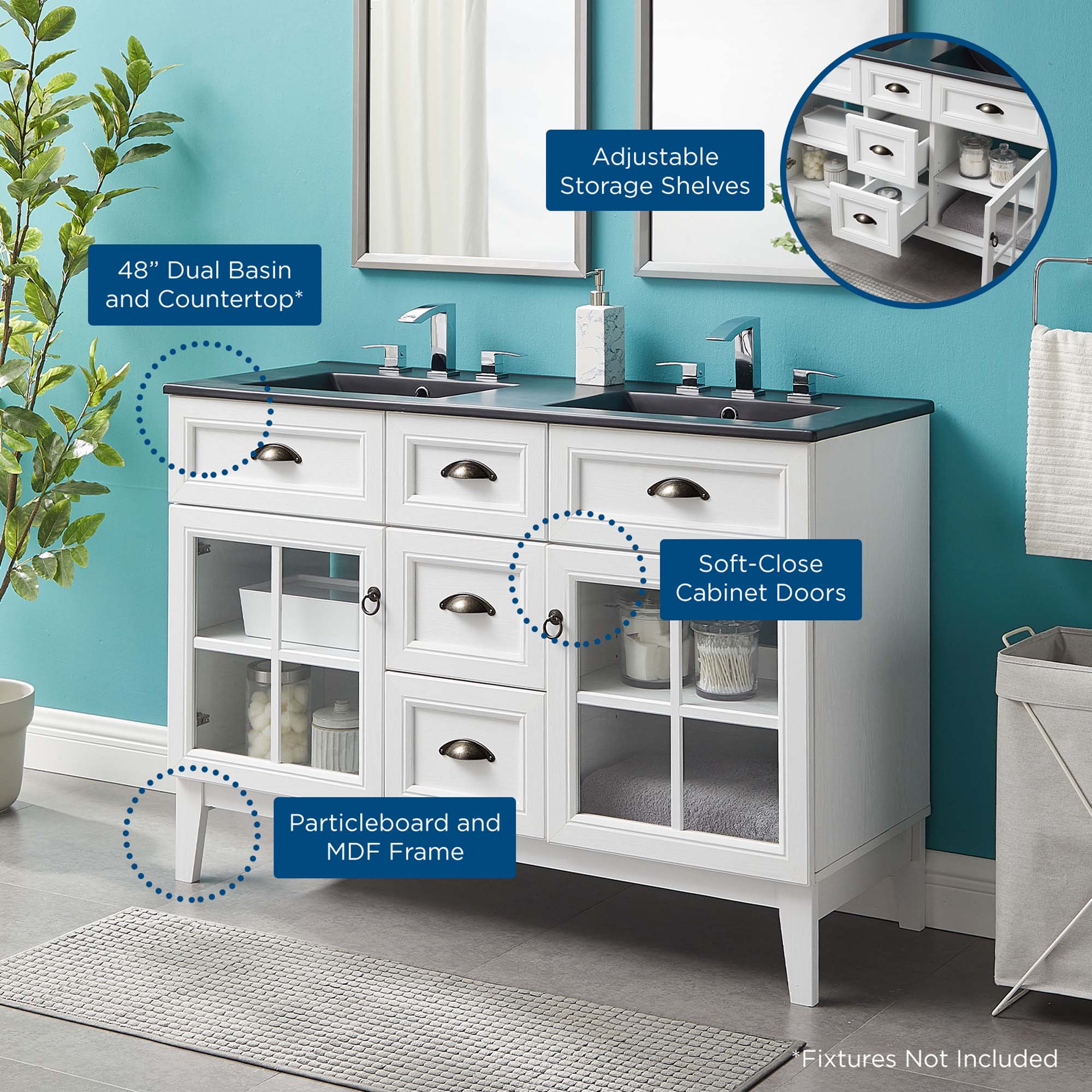 Isle 48" Double Bathroom Vanity Cabinet by Modway - Best Buy Furniture
