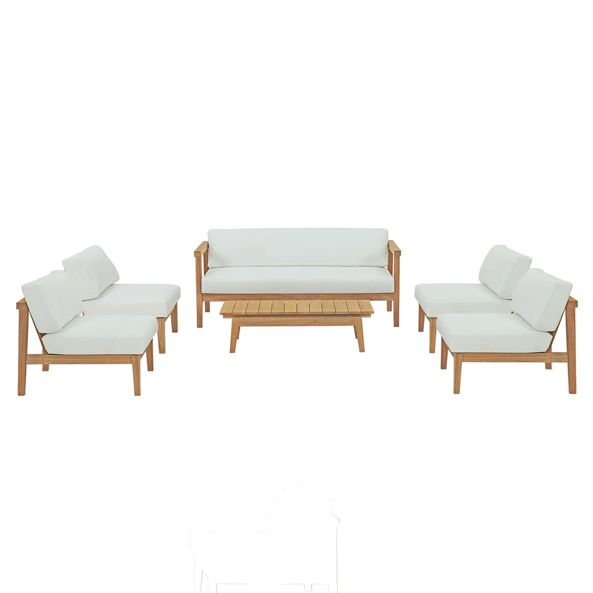 Bayport 6 Piece Outdoor Patio Teak Set by Modway - Best Buy Furniture
