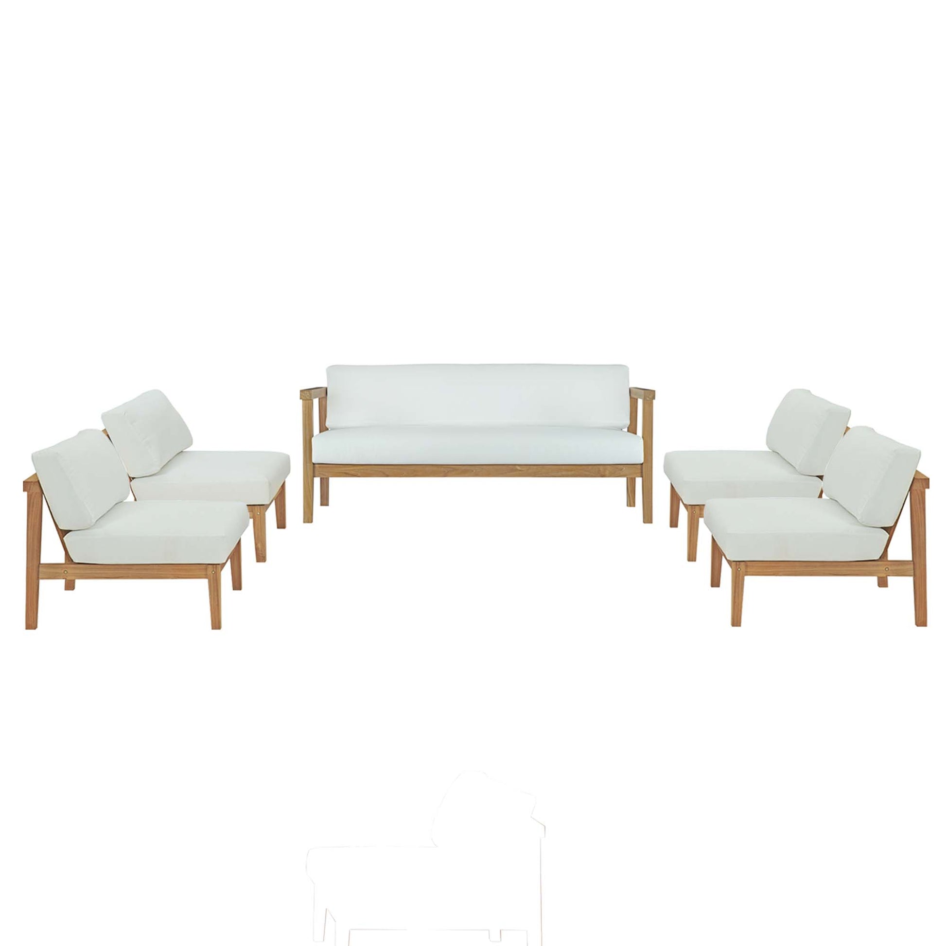Bayport 5 Piece Outdoor Patio Teak Set by Modway - Best Buy Furniture