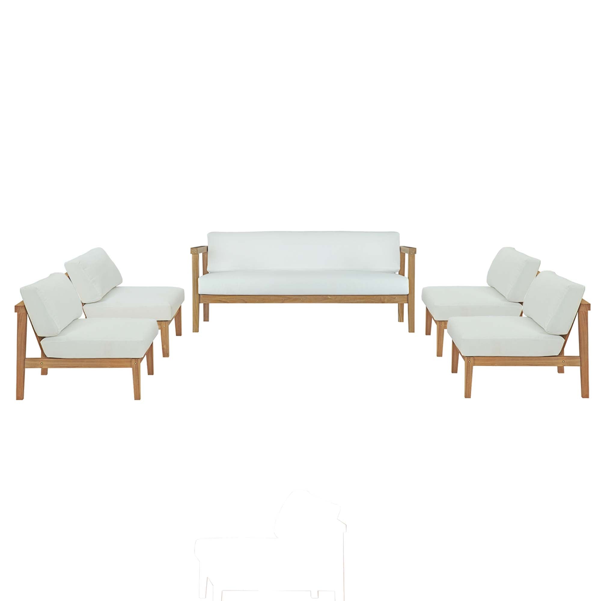 Bayport 5 Piece Outdoor Patio Teak Set by Modway - Best Buy Furniture