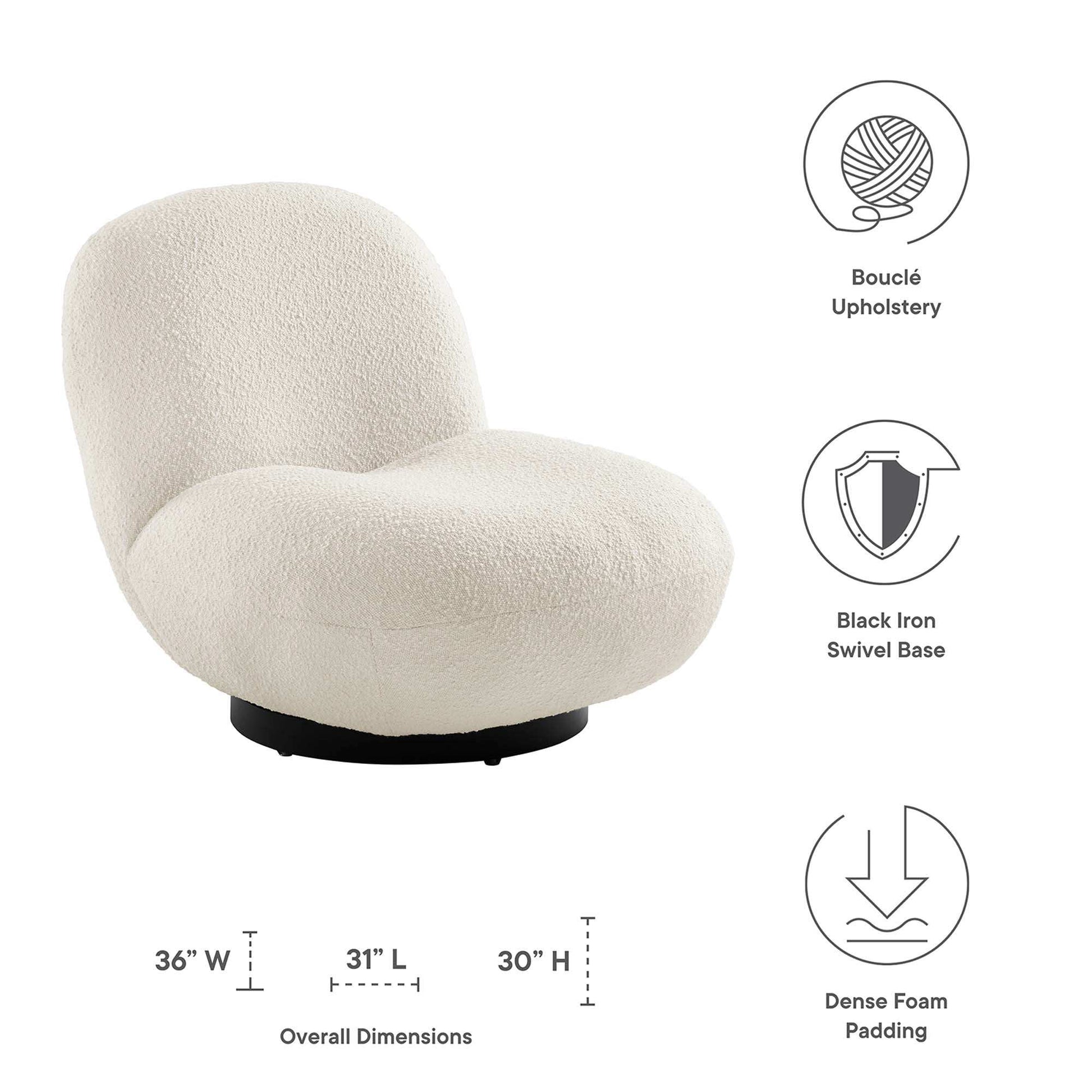 Kindred Boucle Upholstered Upholstered Fabric Swivel Chair by Modway - Best Buy Furniture