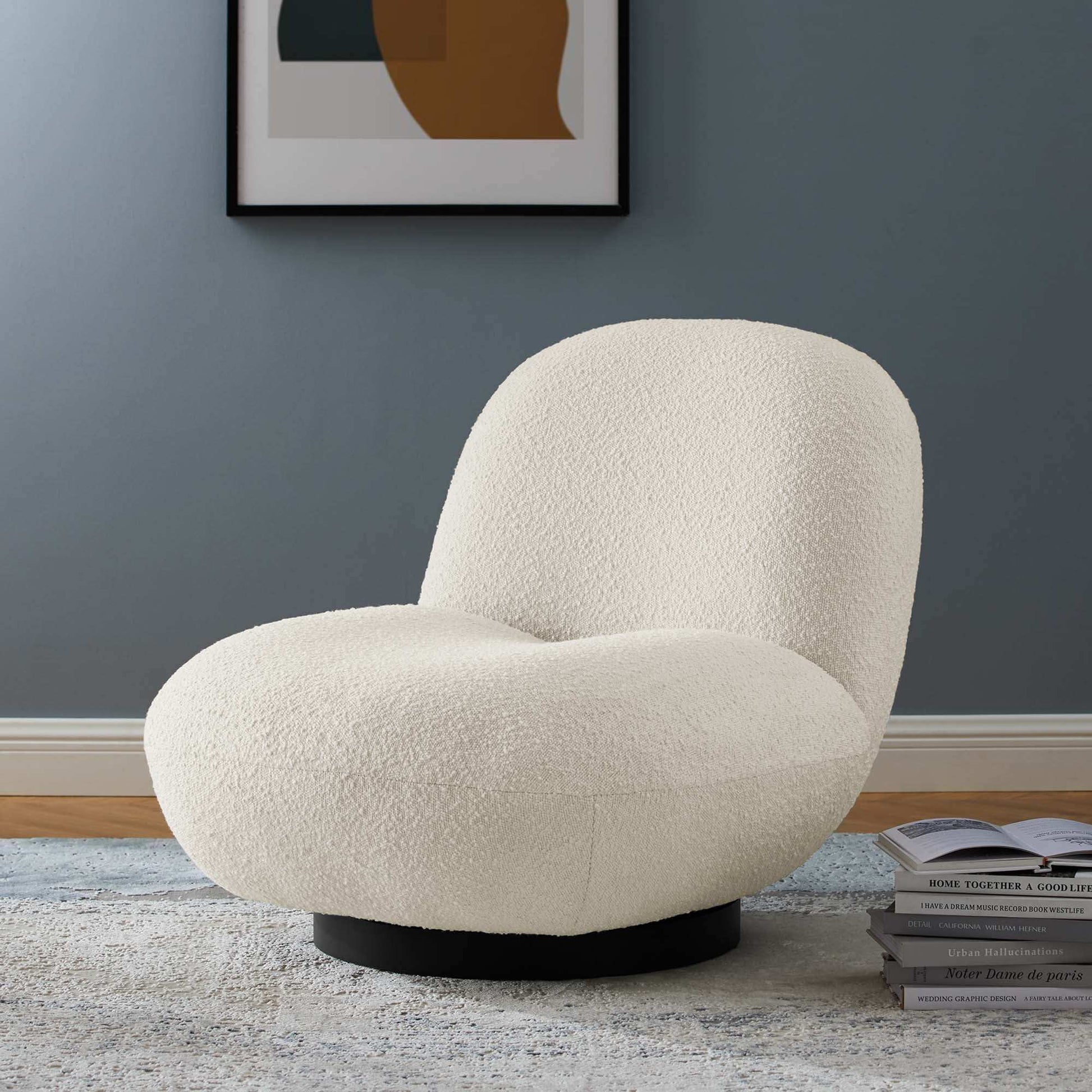 Kindred Boucle Upholstered Upholstered Fabric Swivel Chair by Modway - Best Buy Furniture