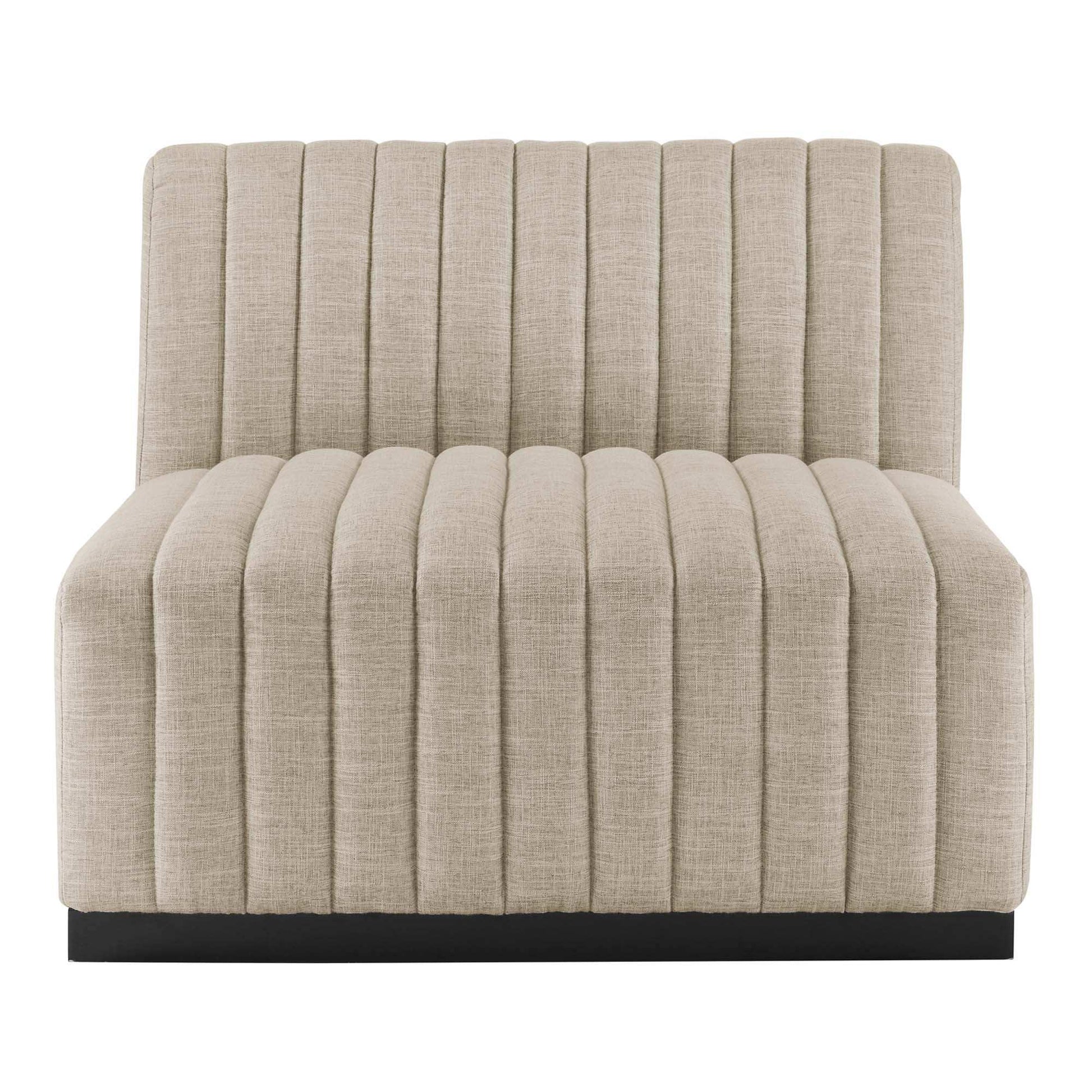 Conjure Channel Tufted Upholstered Fabric Armless Chair by Modway - Best Buy Furniture