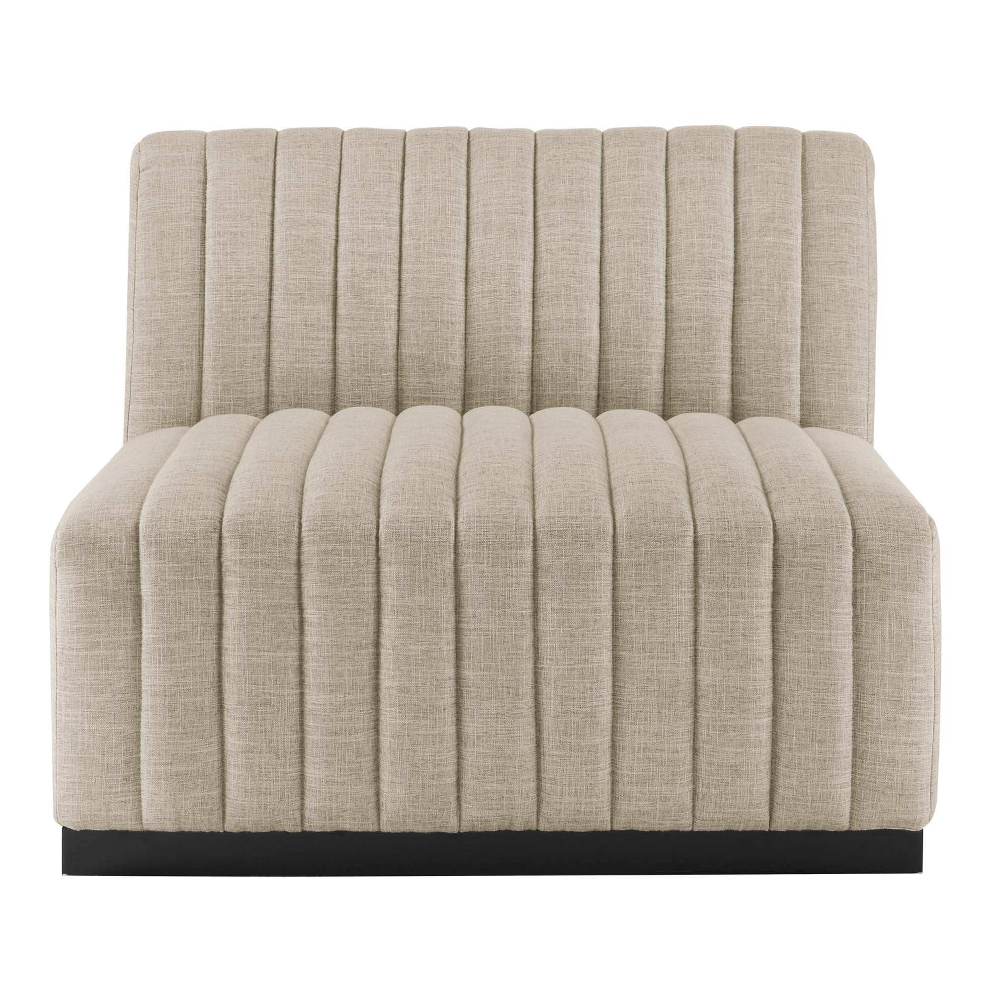 Conjure Channel Tufted Upholstered Fabric Armless Chair by Modway - Best Buy Furniture