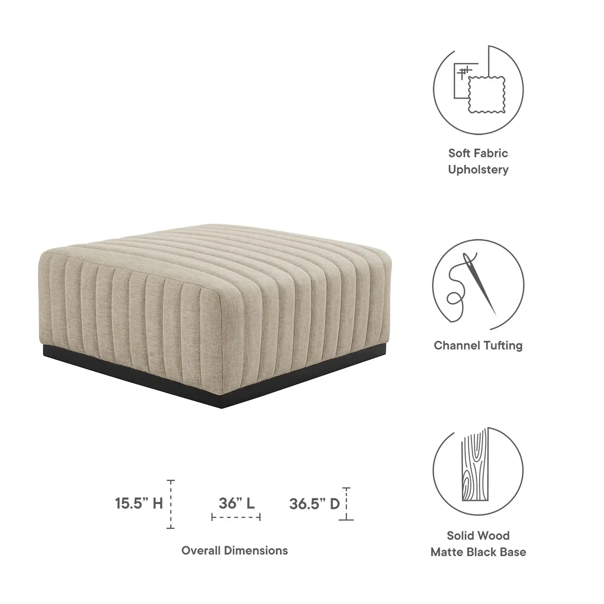 Conjure Channel Tufted Upholstered Fabric Ottoman by Modway - Best Buy Furniture