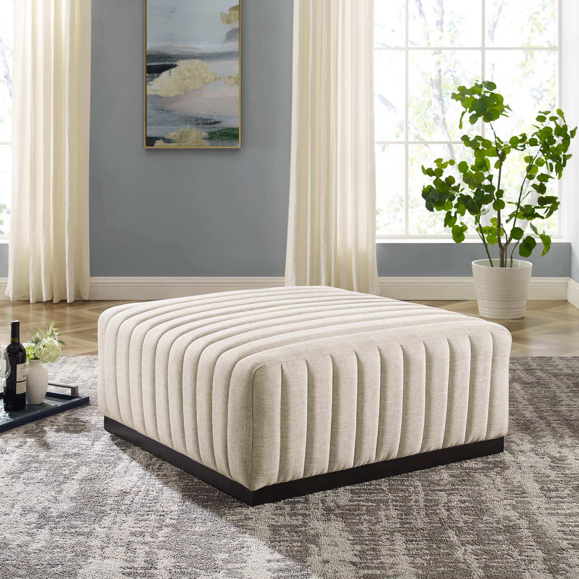 Conjure Channel Tufted Upholstered Fabric Ottoman by Modway - Best Buy Furniture