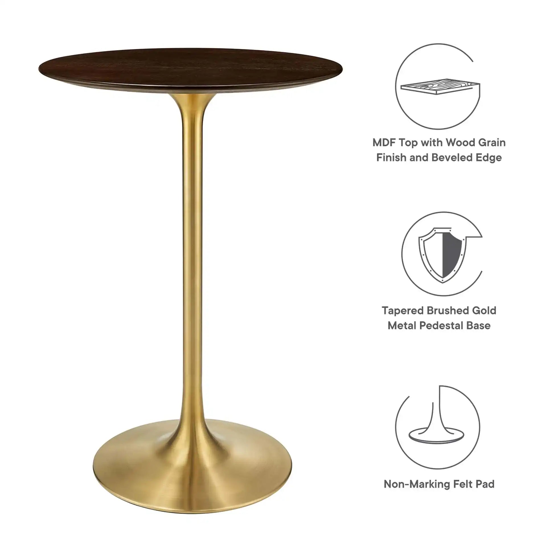 Lippa 28" Round Cherry Walnut Wood Bar Table by Modway - Best Buy Furniture