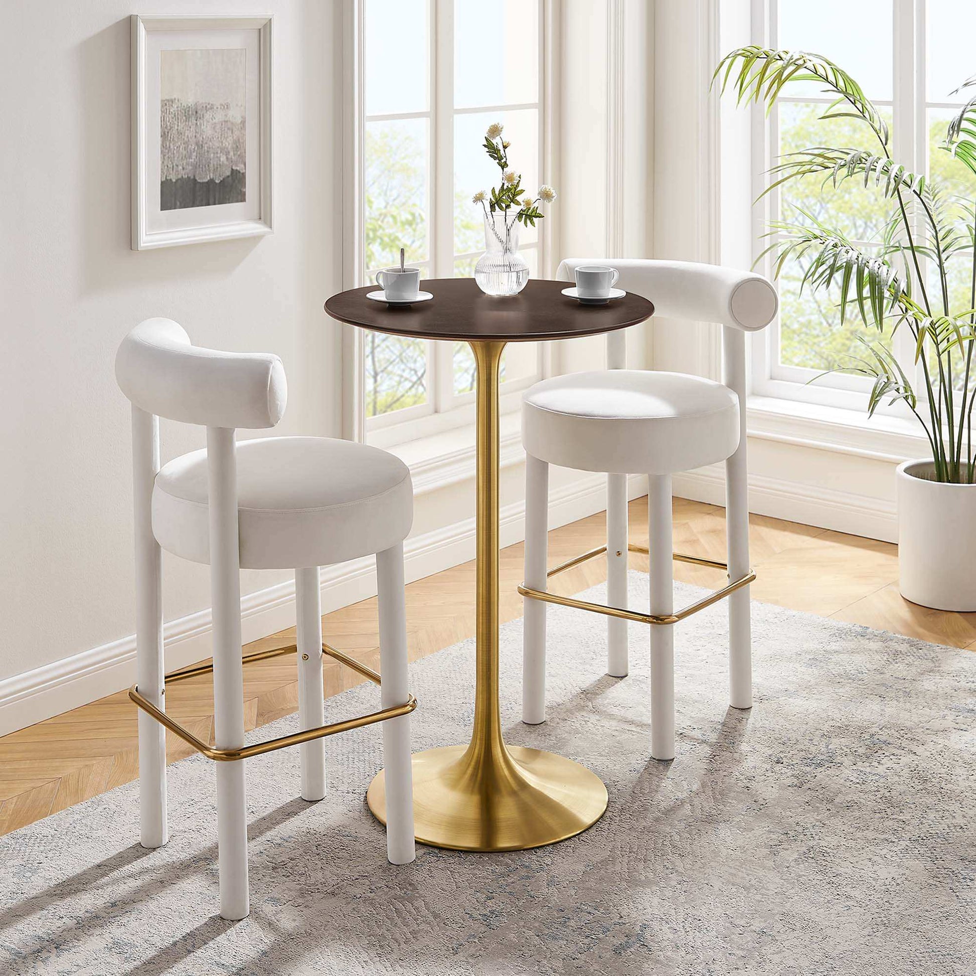 Lippa 28" Round Cherry Walnut Wood Bar Table by Modway - Best Buy Furniture