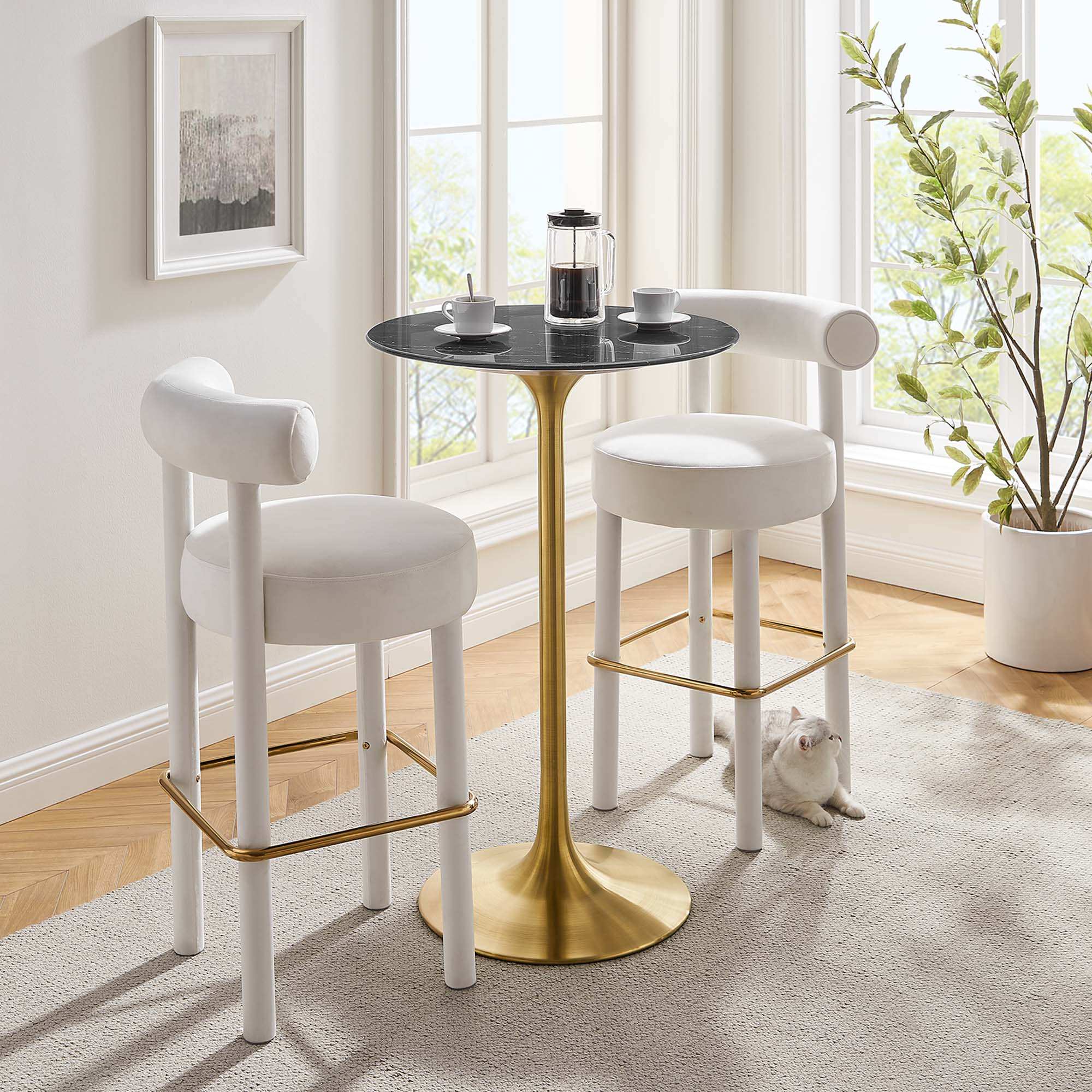 Lippa 28" Round Faux Marble Bar Table by Modway - Best Buy Furniture