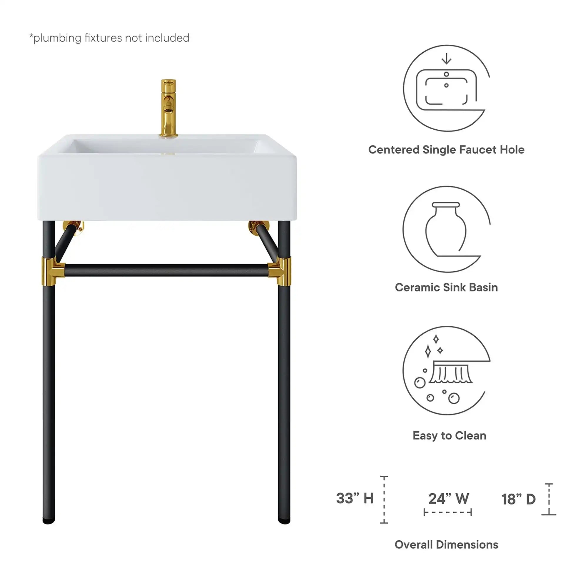 Redeem 24" Wall-Mount Black Stainless Steel Bathroom Vanity by Modway - Best Buy Furniture