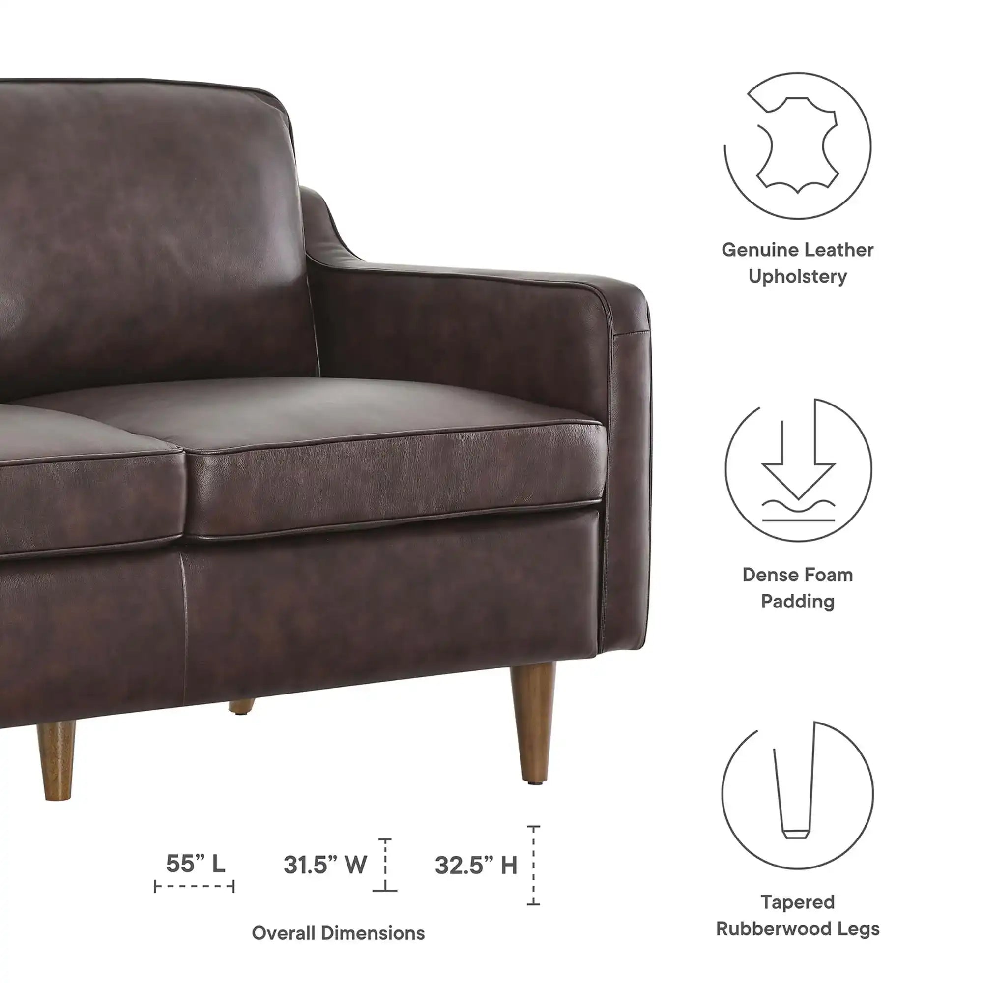 Impart Genuine Leather Loveseat by Modway - Best Buy Furniture