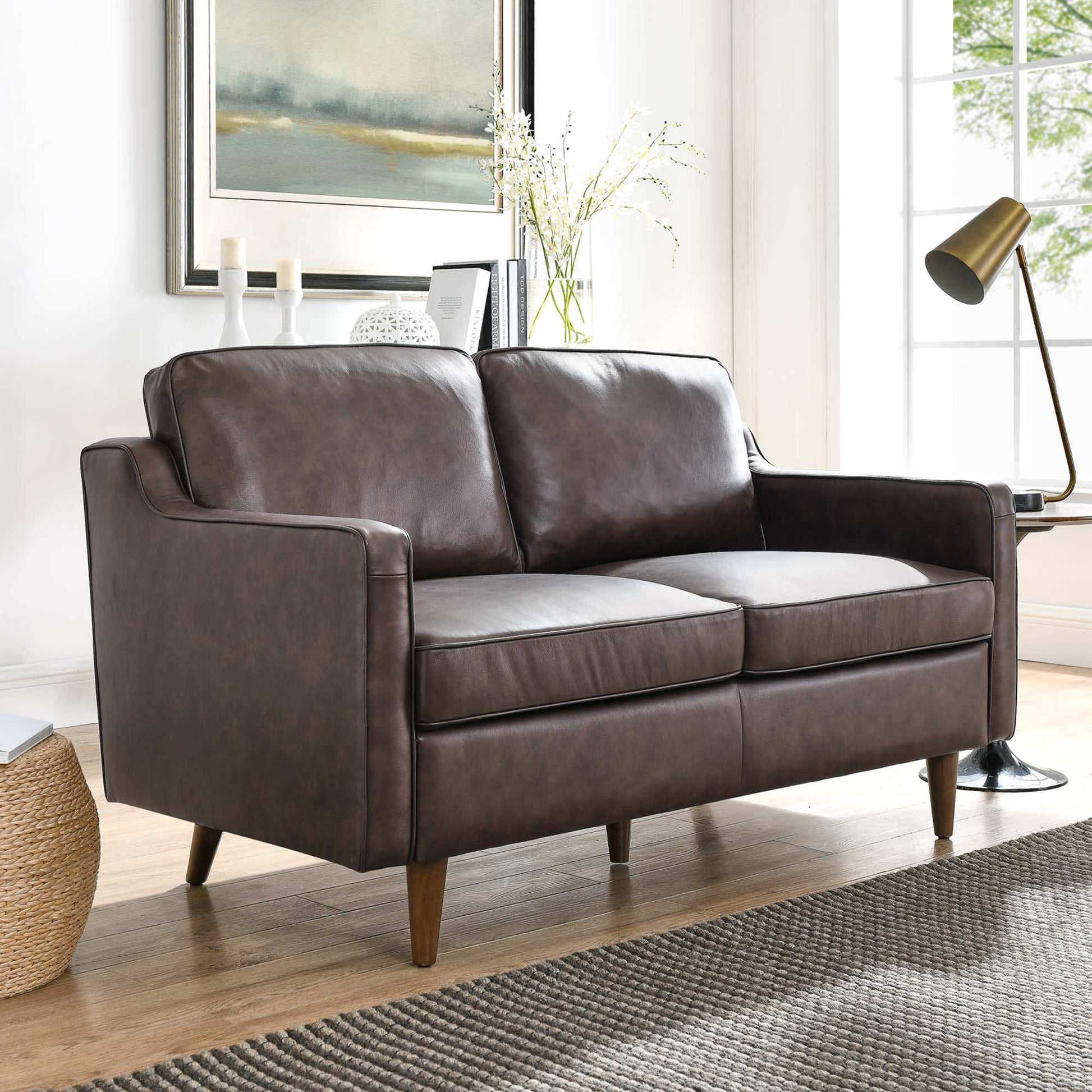 Impart Genuine Leather Loveseat by Modway - Best Buy Furniture