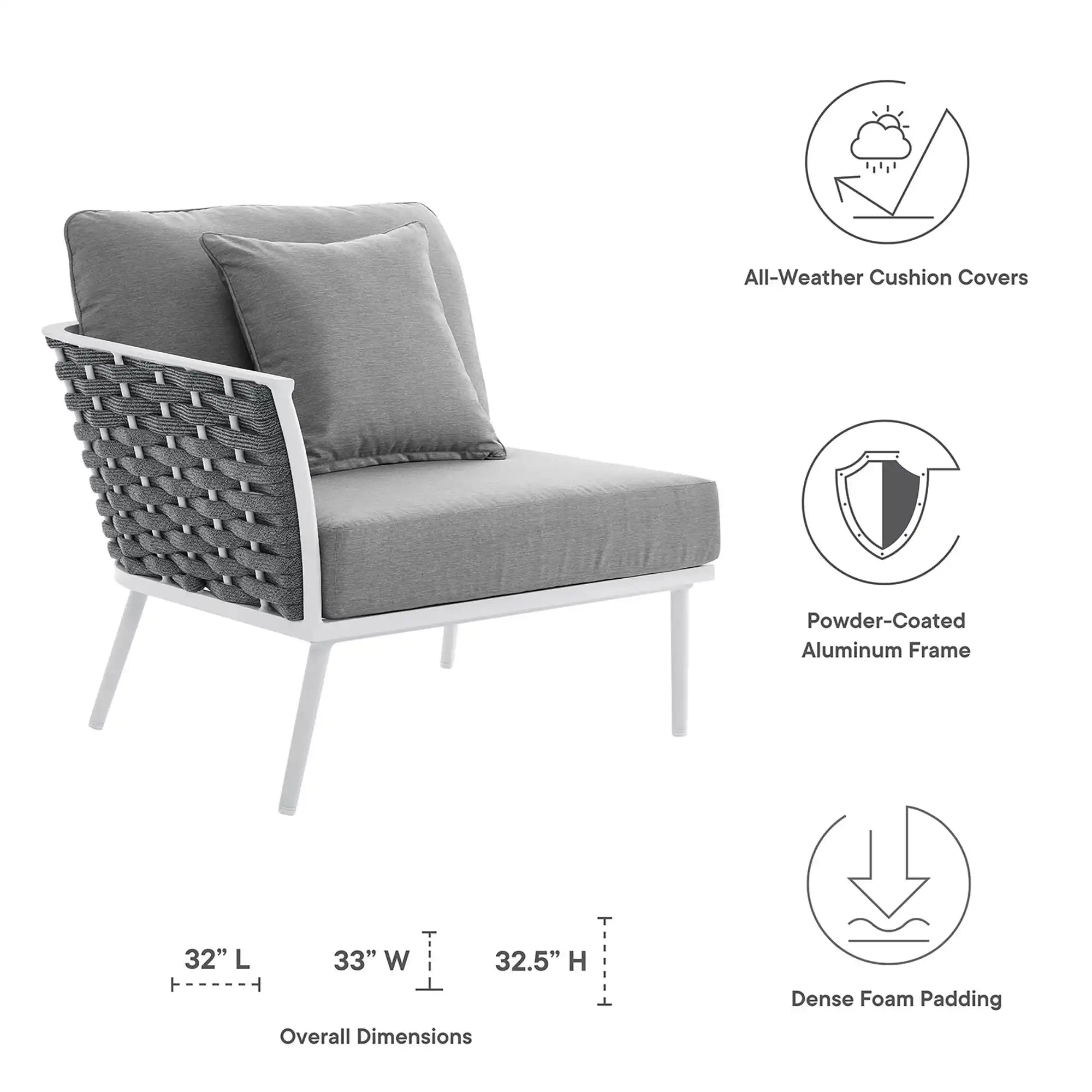 Stance Outdoor Patio Aluminum Left-Facing Armchair by Modway - Best Buy Furniture