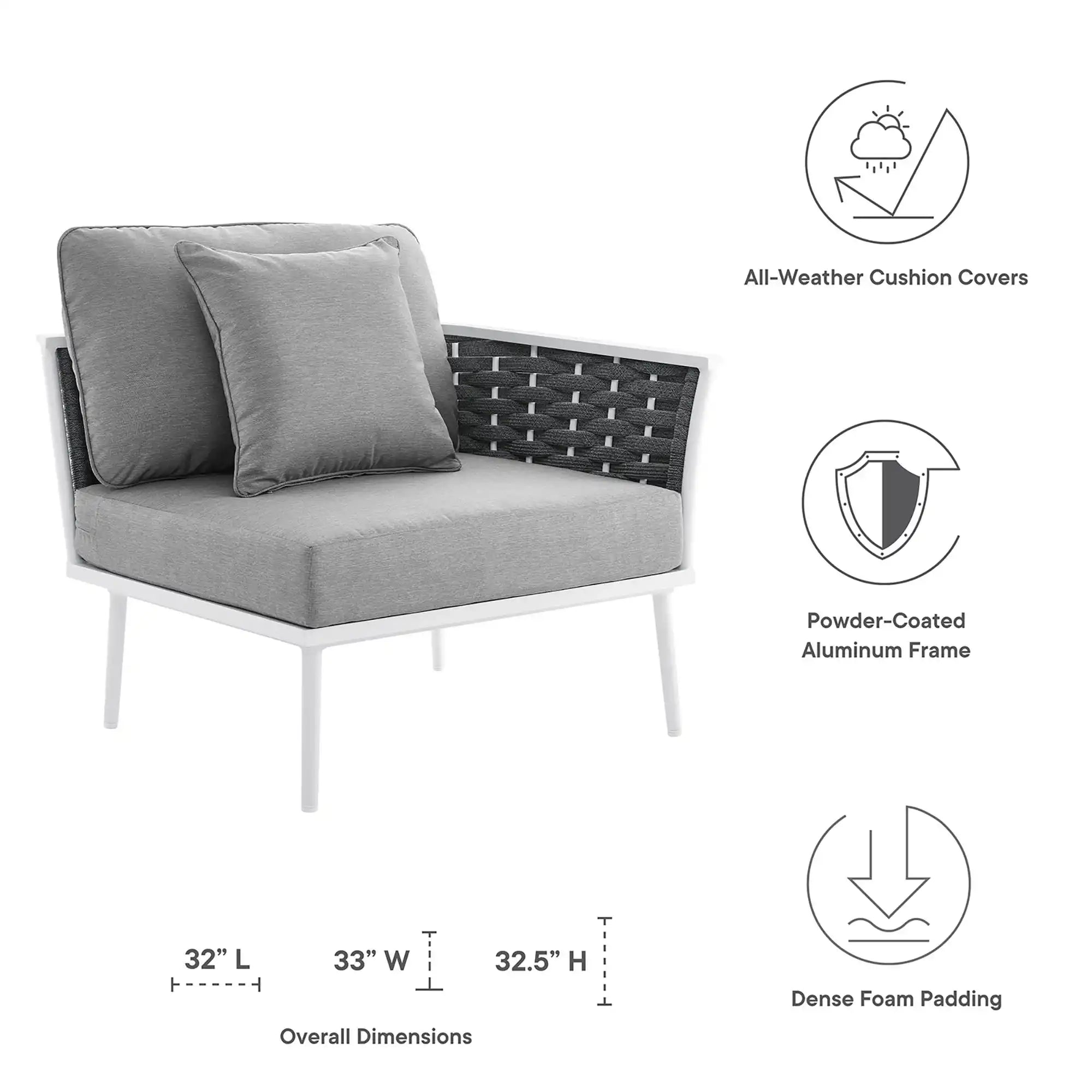Stance Outdoor Patio Aluminum Right-Facing Armchair by Modway - Best Buy Furniture
