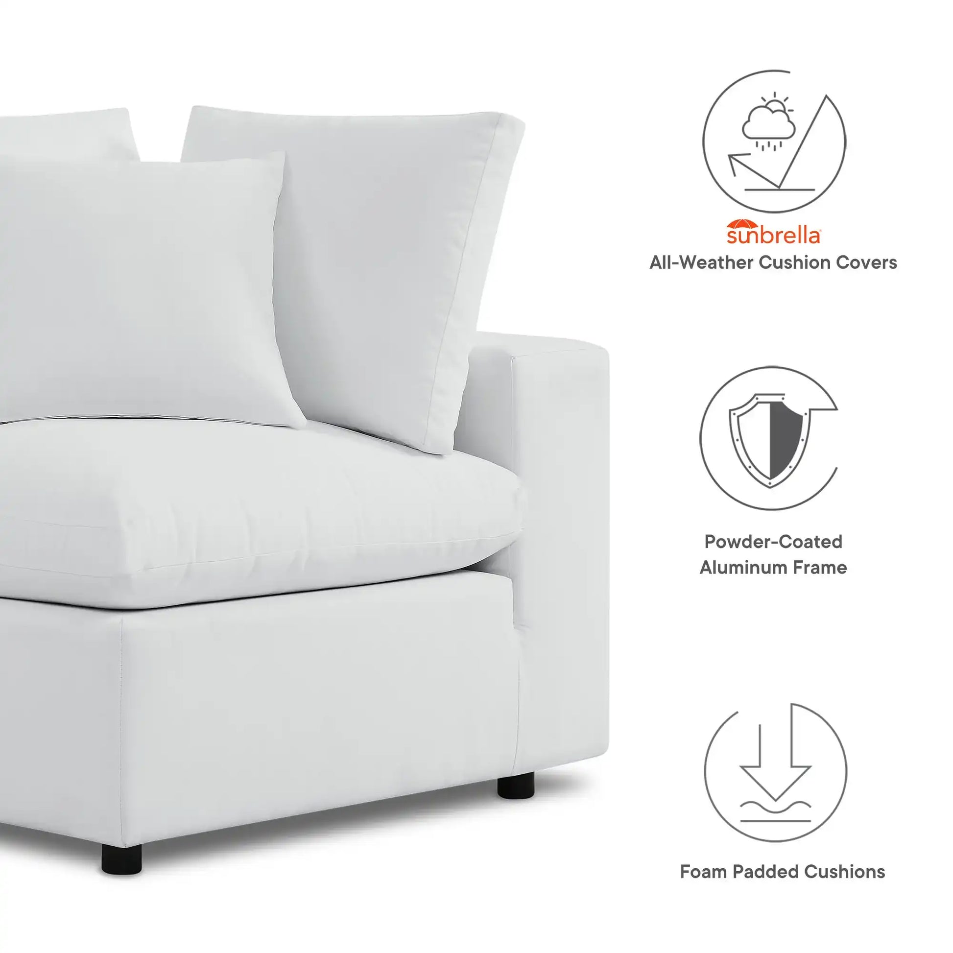 Commix 5-Piece Sunbrella� Outdoor Patio Sectional Sofa by Modway - Best Buy Furniture