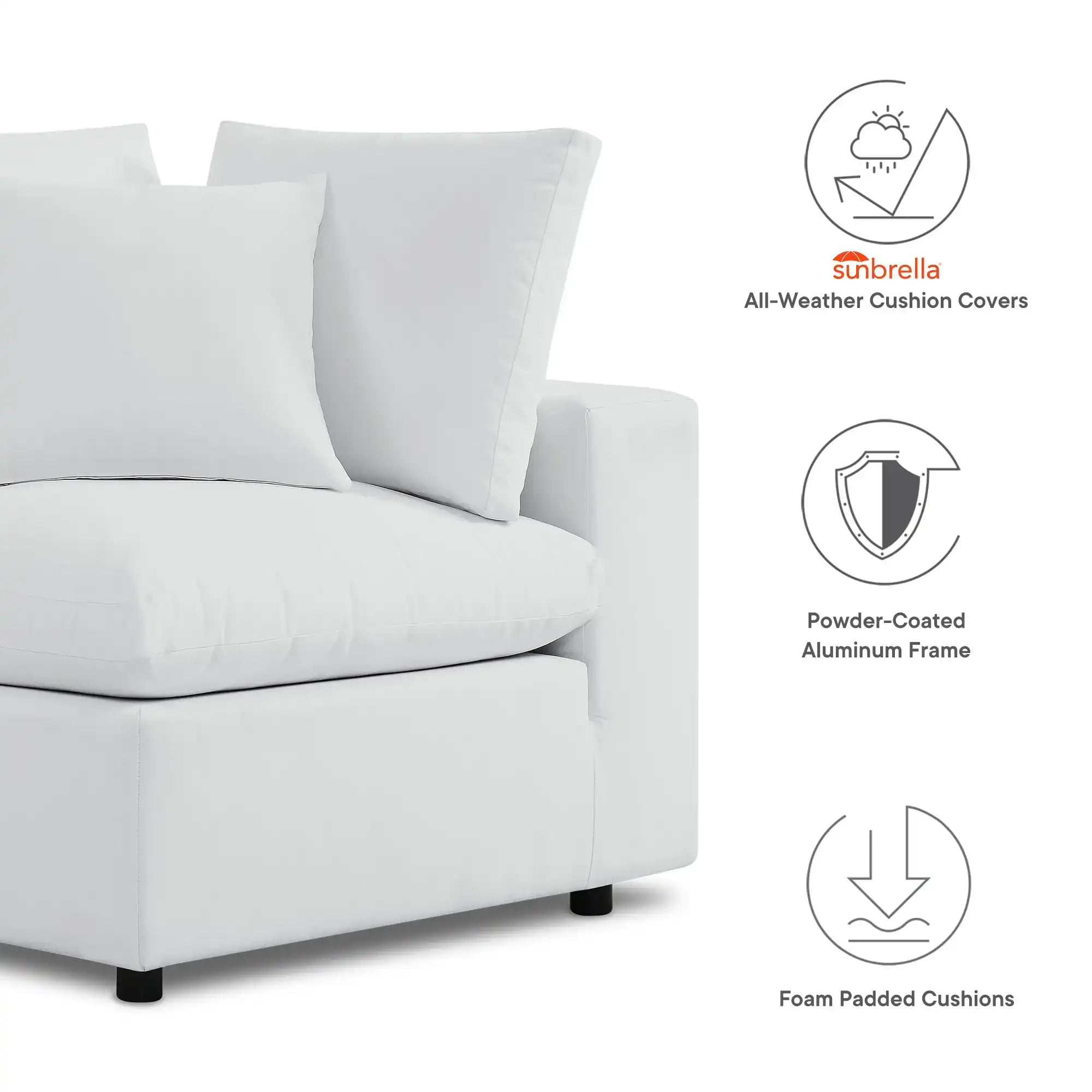 Commix 5-Piece Sunbrella� Outdoor Patio Sectional Sofa by Modway - Best Buy Furniture